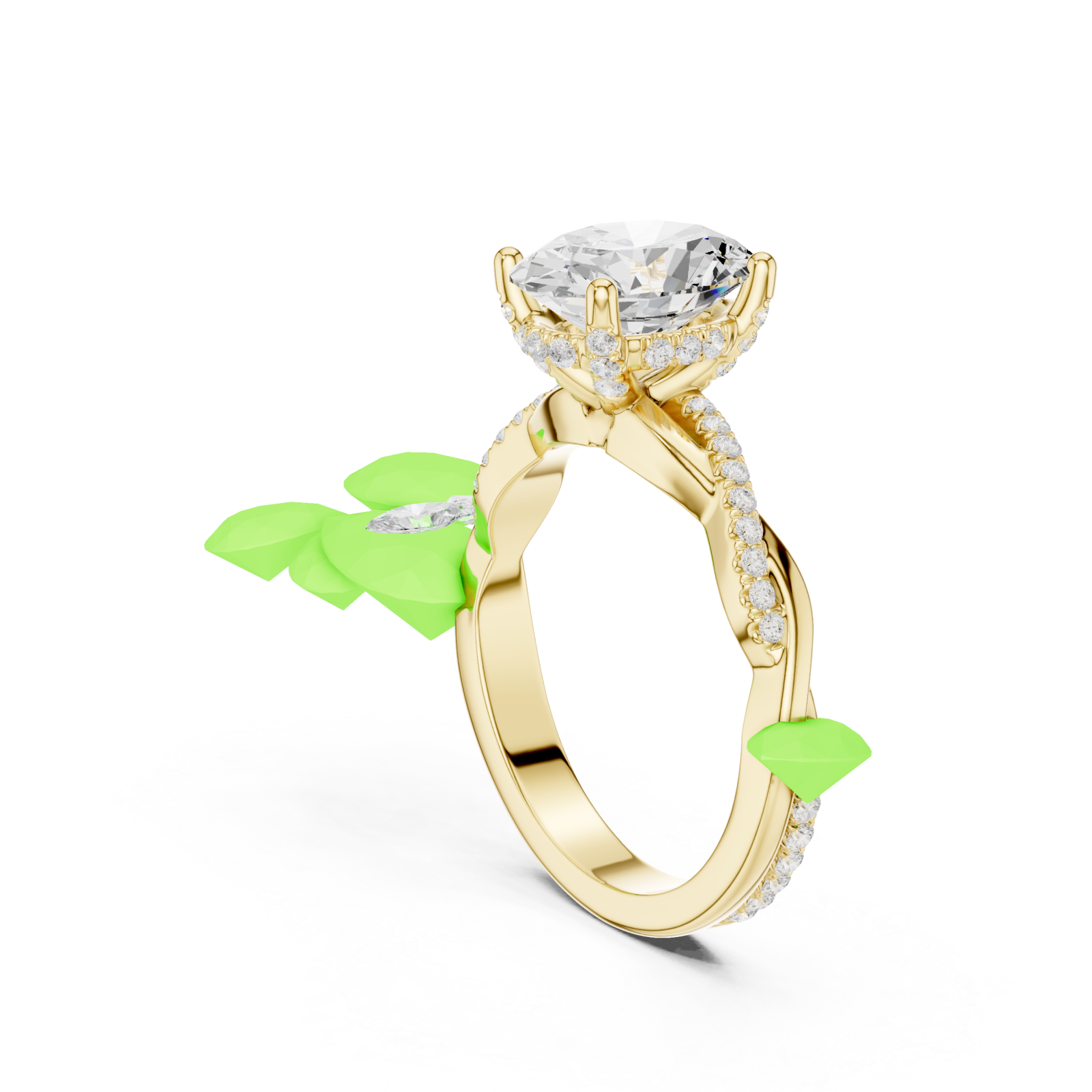  Gold Radiant Oval Embrace Solitaire Ring Left View