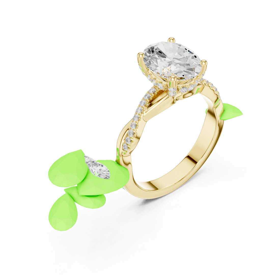 Gold Radiant Oval Embrace Solitaire Ring Right View