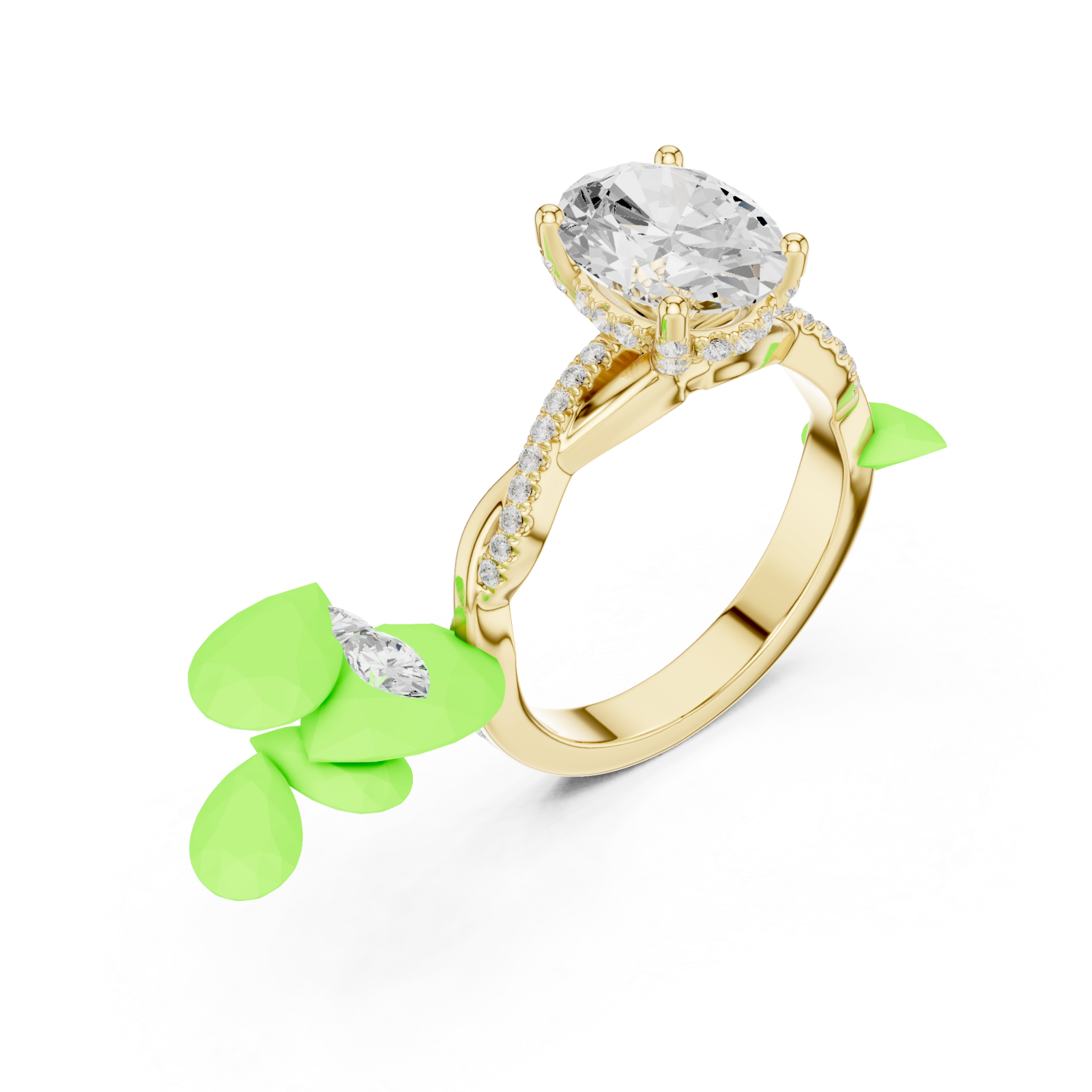 Gold Radiant Oval Embrace Solitaire Ring Right View