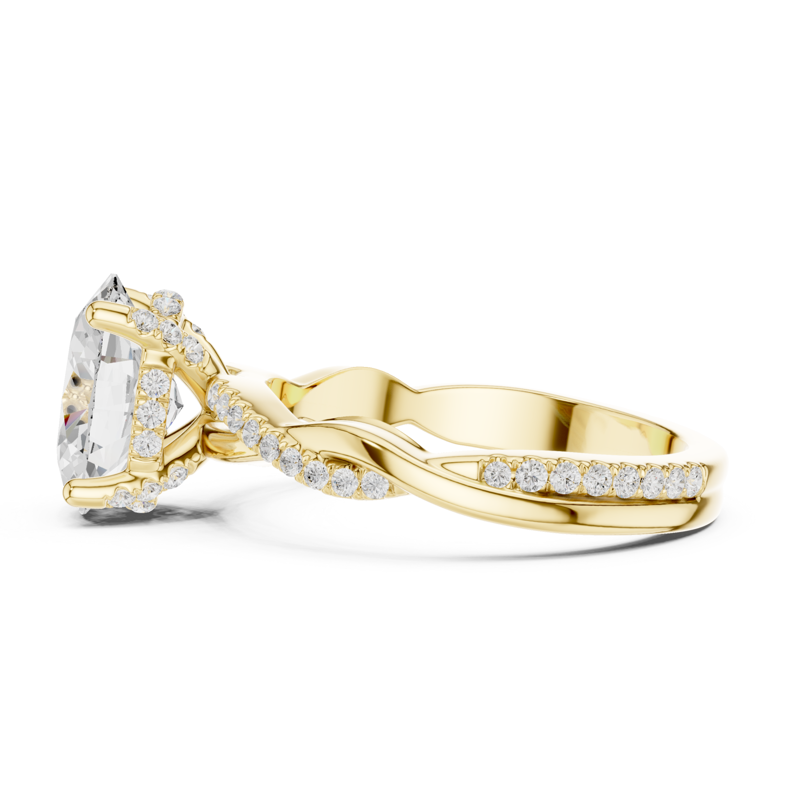  Gold Radiant Oval Embrace Solitaire Ring Side View