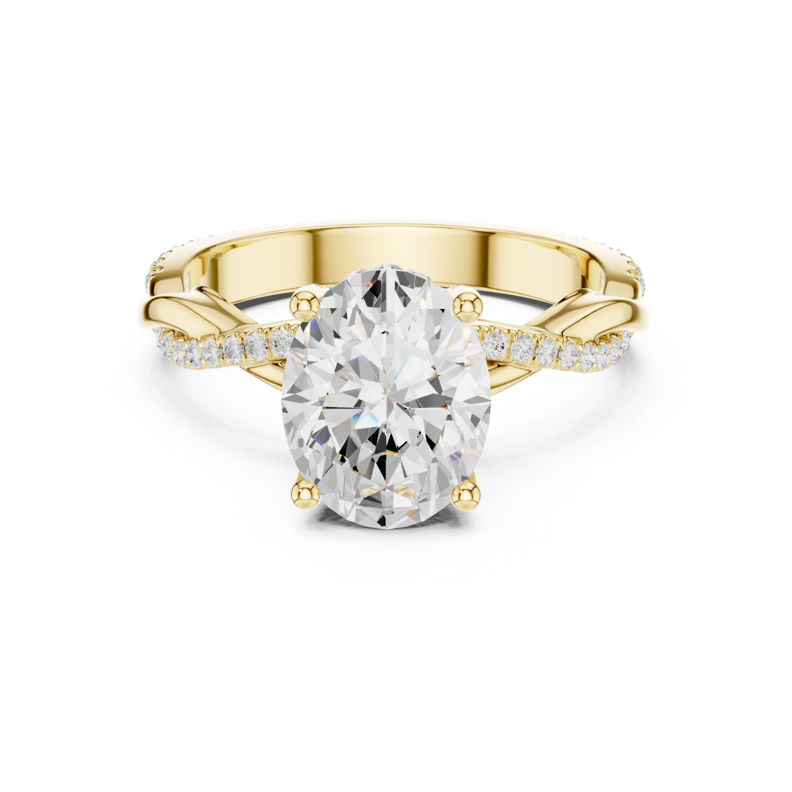  Gold Radiant Oval Embrace Solitaire Ring Front View