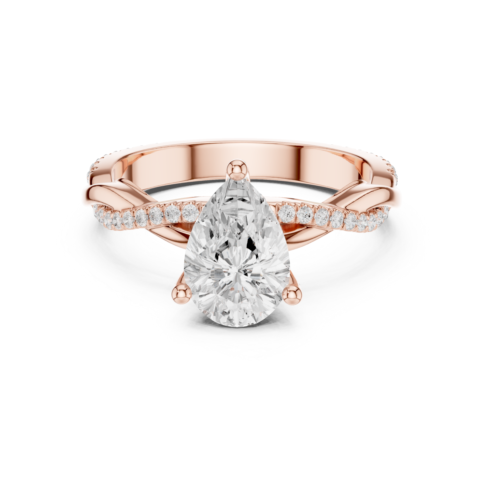  Rose Gold Celestial Teardrop Promise Ring Front View