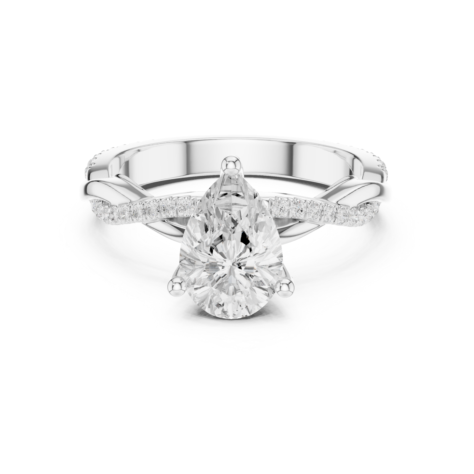  White Gold Celestial Teardrop Promise Ring Front View
