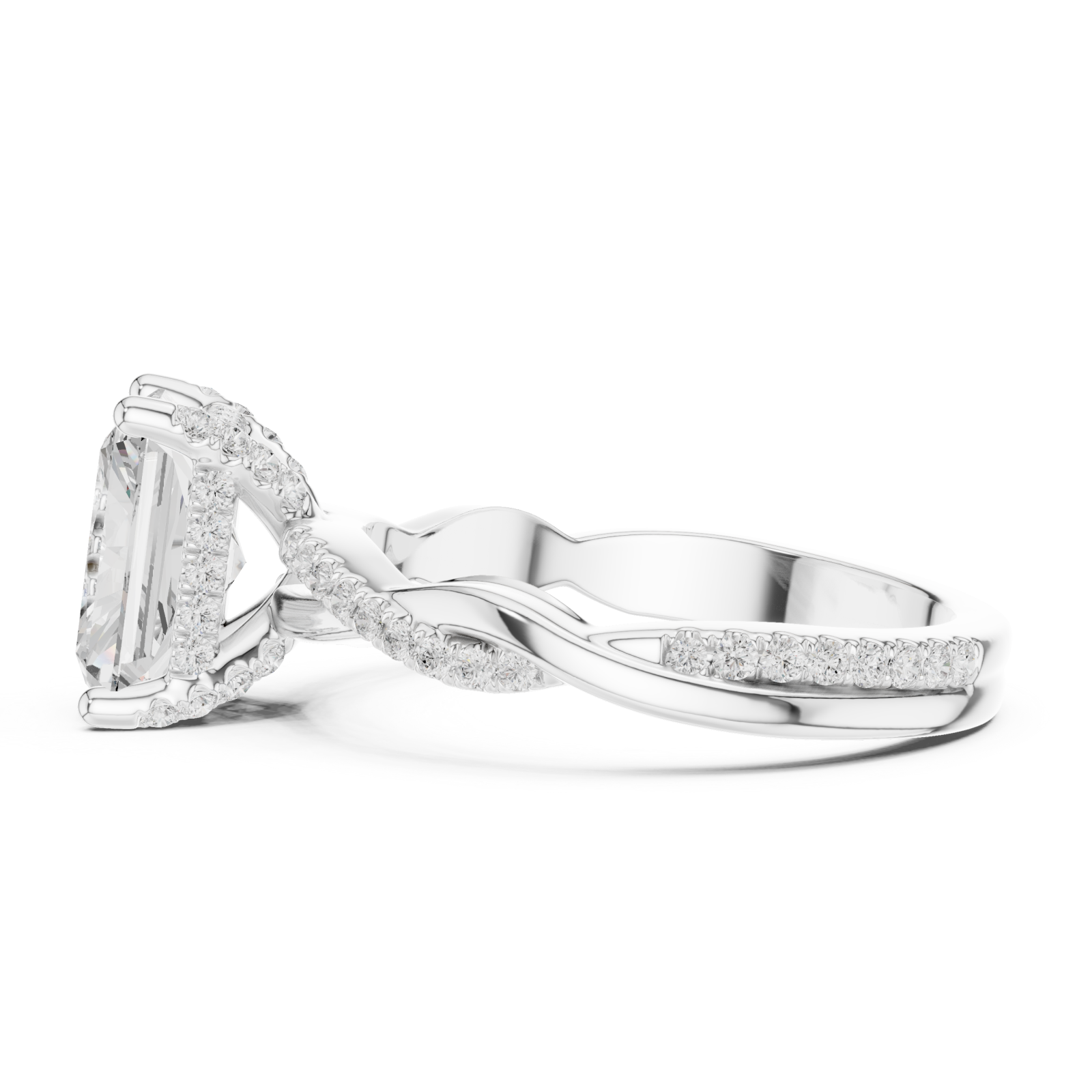  White Gold Radiant Blossom Ring Side View