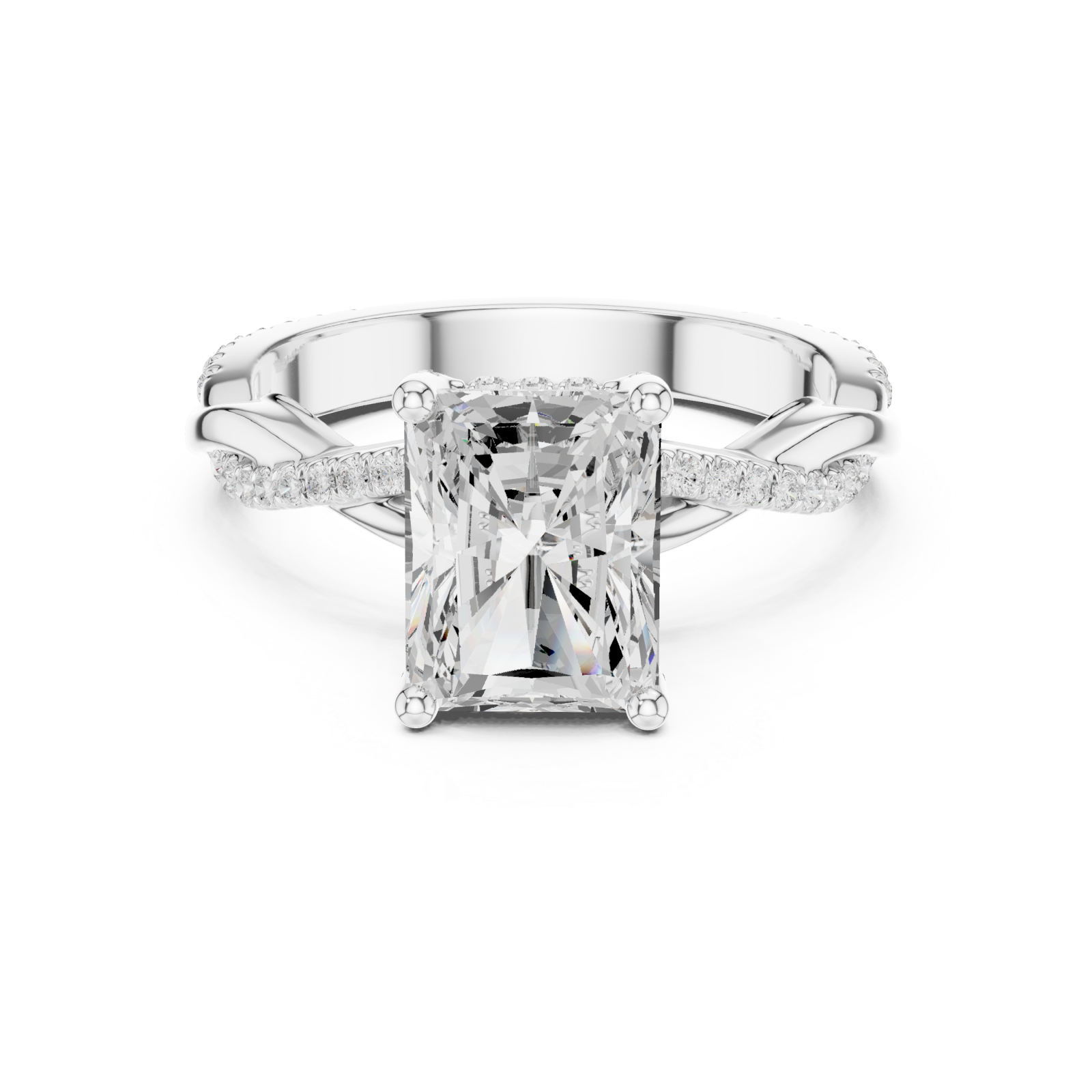  White Gold Radiant Blossom Ring Front View