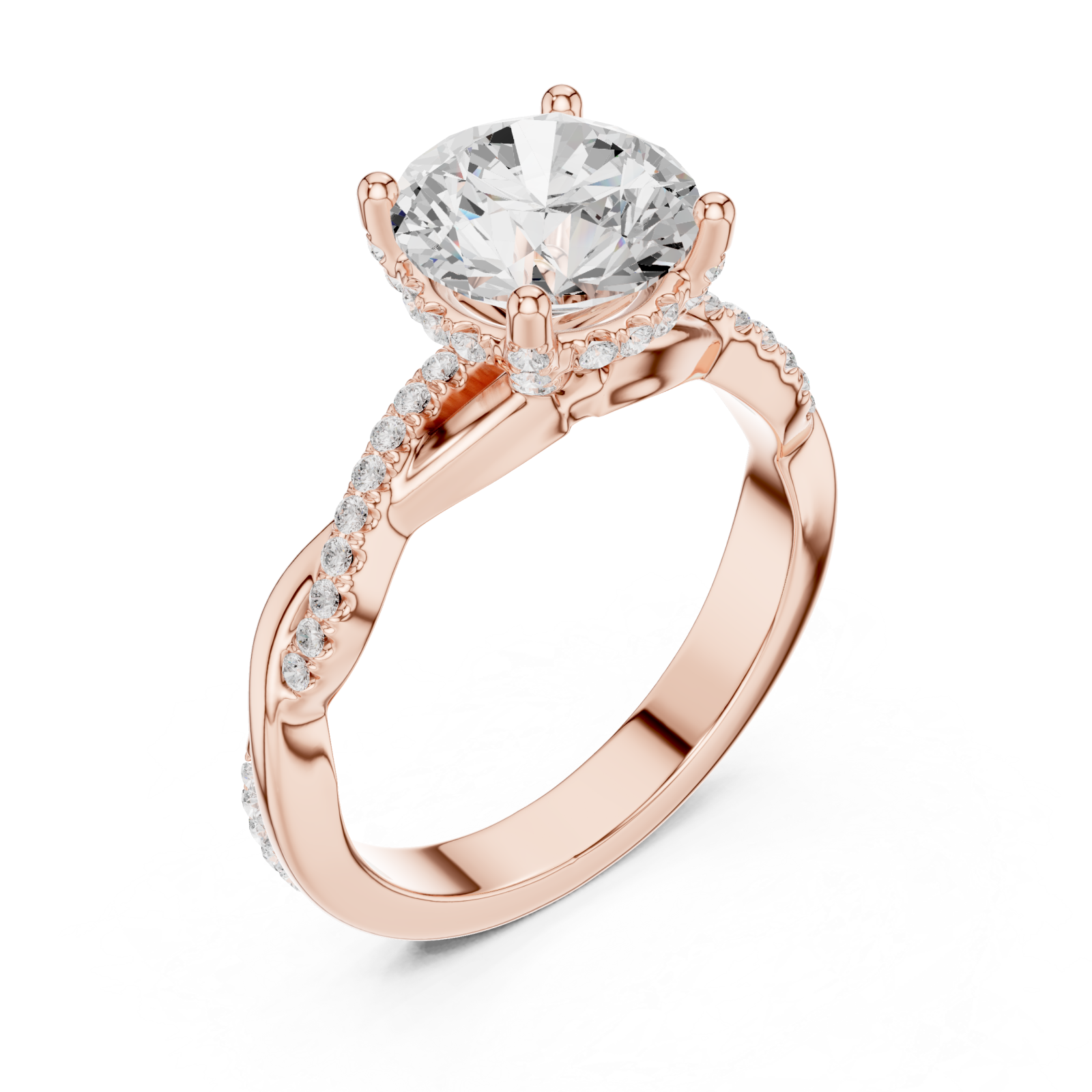  Rose Gold Radiant Crest Halo Band Ring Right View