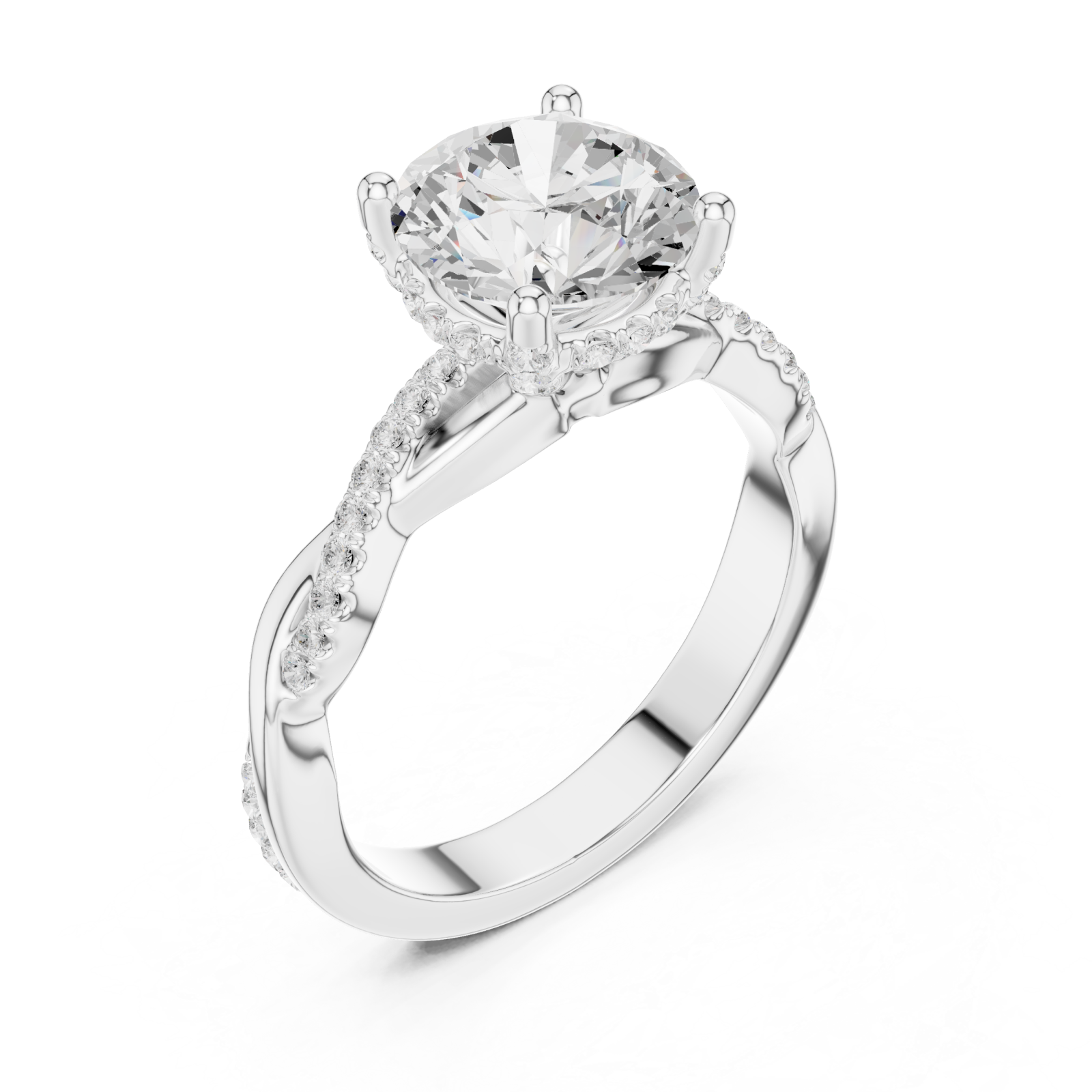  White Gold Radiant Crest Halo Band Ring Right View