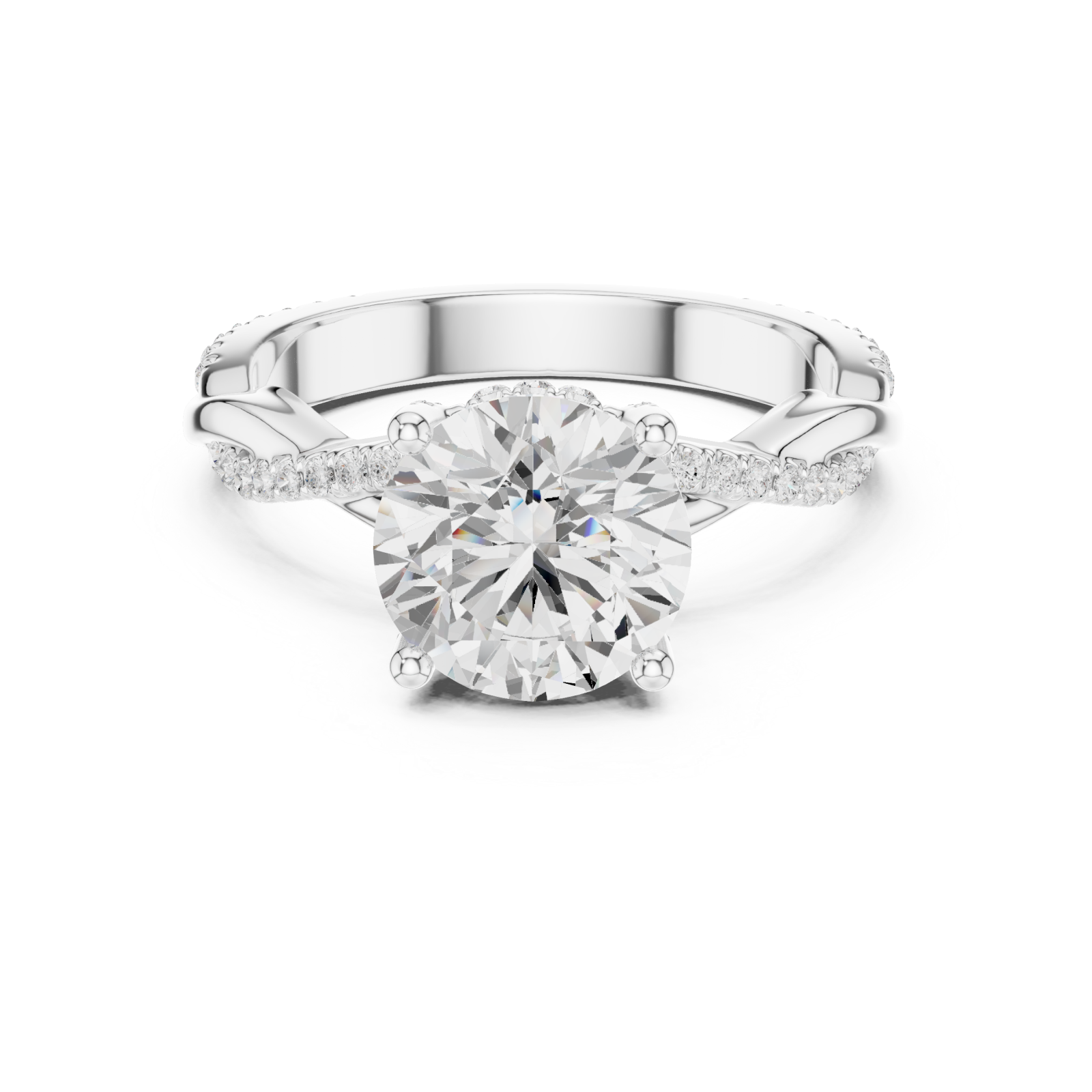  White Gold Radiant Crest Halo Band Ring Front View