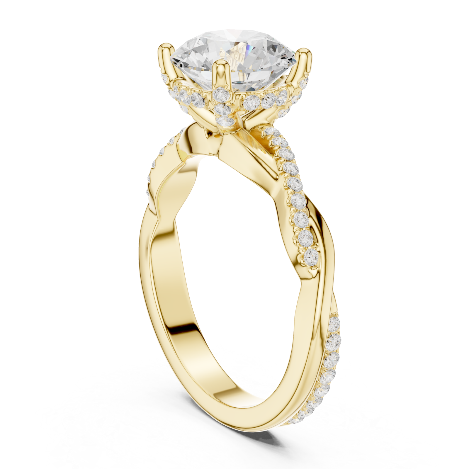  Gold Radiant Crest Halo Band Ring Left View
