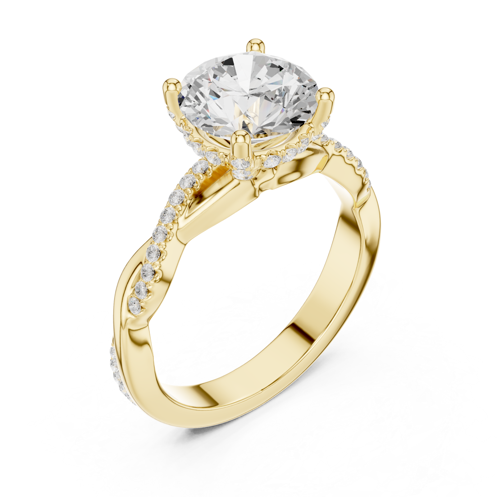 Gold Radiant Crest Halo Band Ring Right View