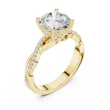 Gold Radiant Crest Halo Band Ring Right View