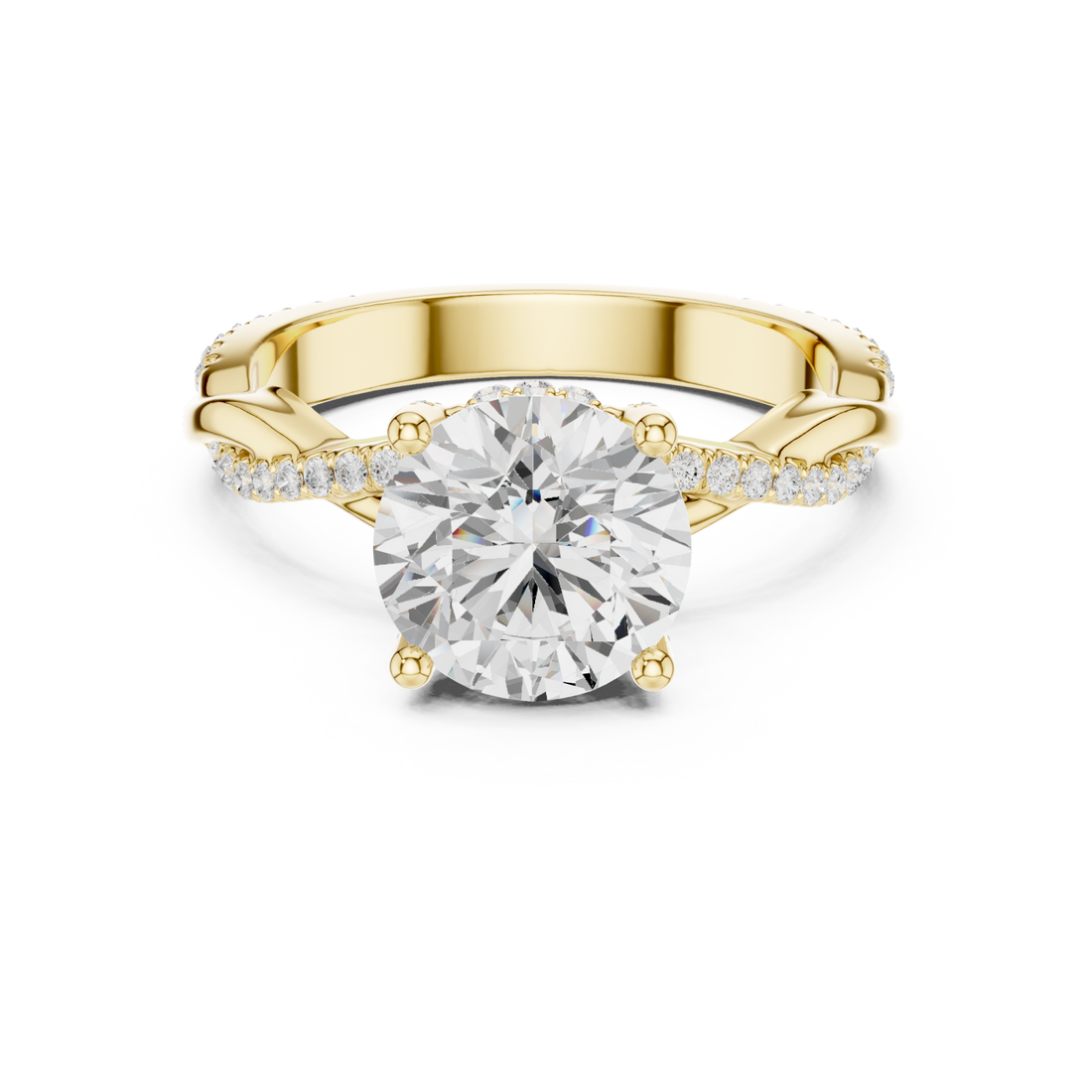 Gold Radiant Crest Halo Band Ring Right View