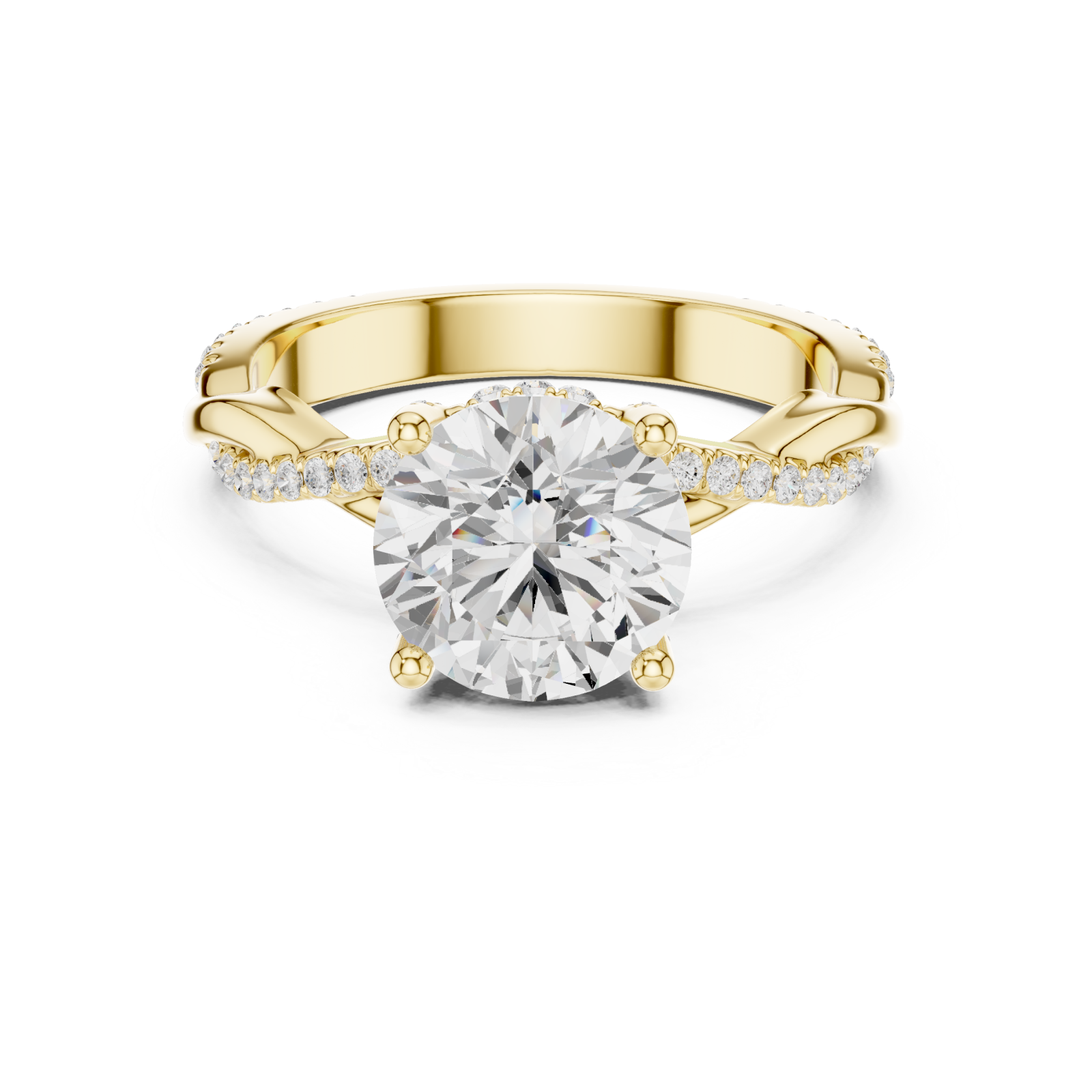  Gold Radiant Crest Halo Band Ring Front View