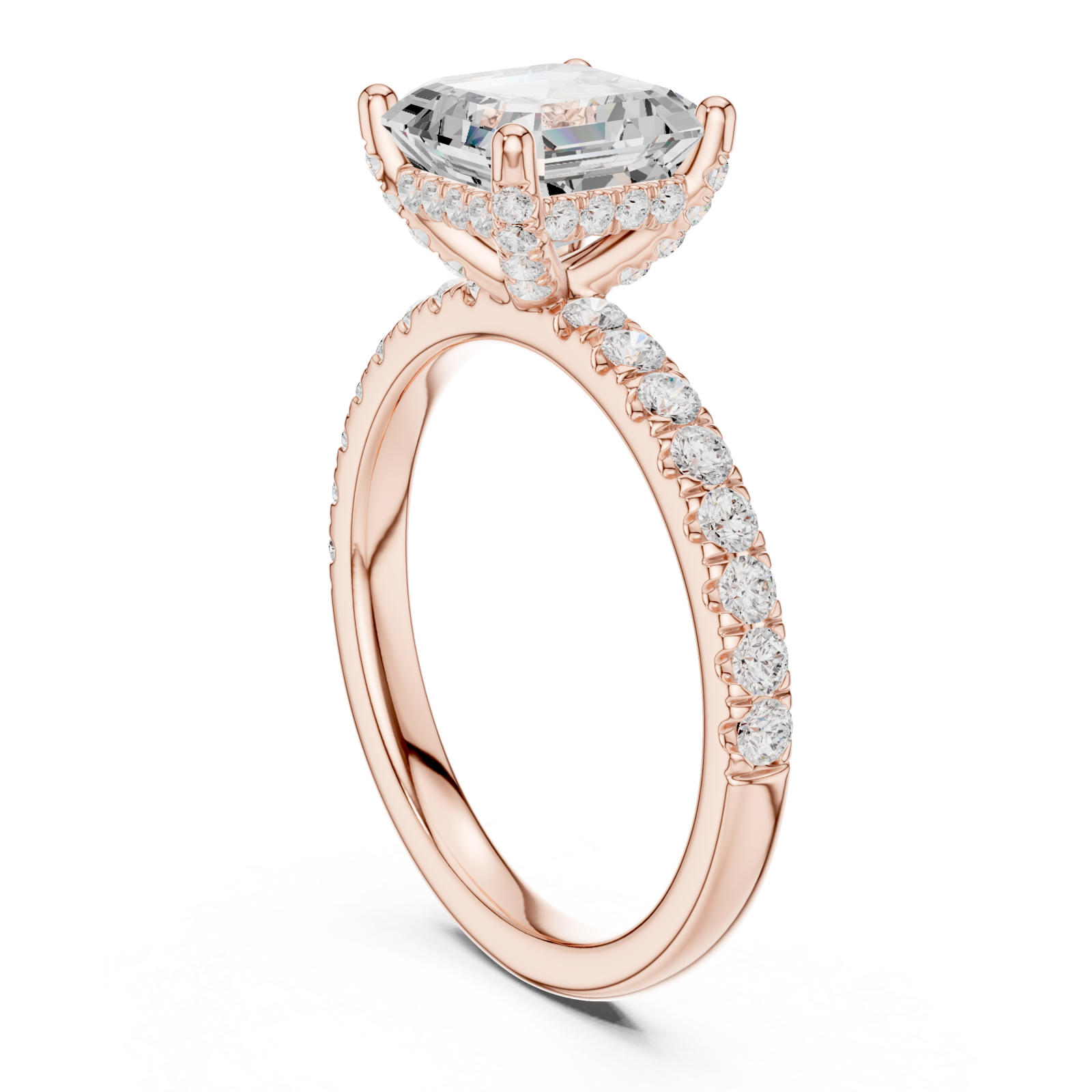  Rose Gold Delicate Pavé Crown Classic Band Ring Left View