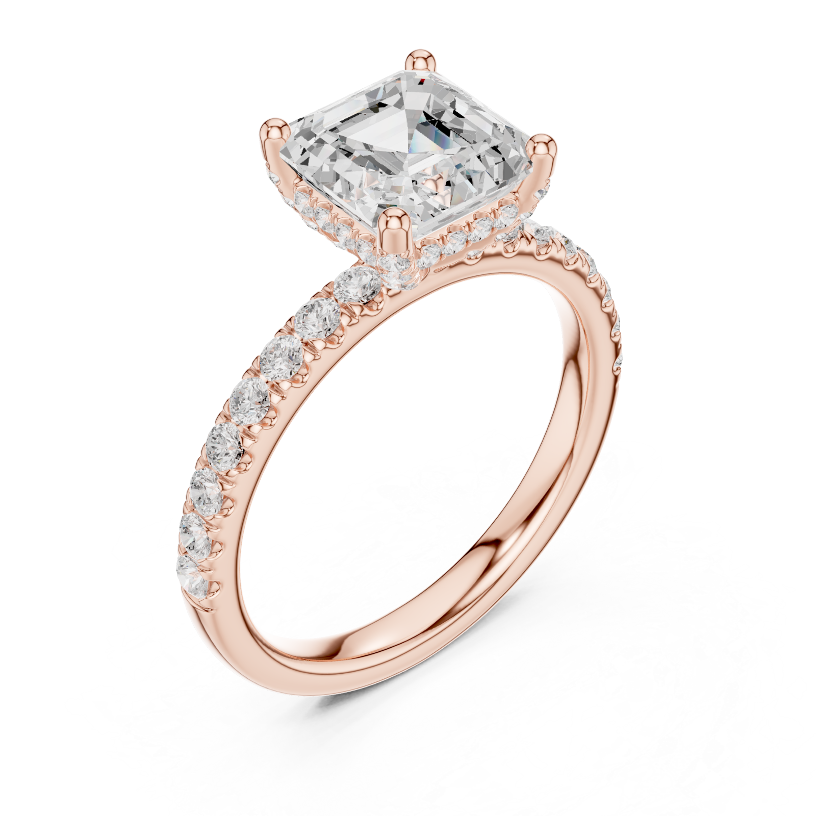  Rose Gold Delicate Pavé Crown Classic Band Ring Right View