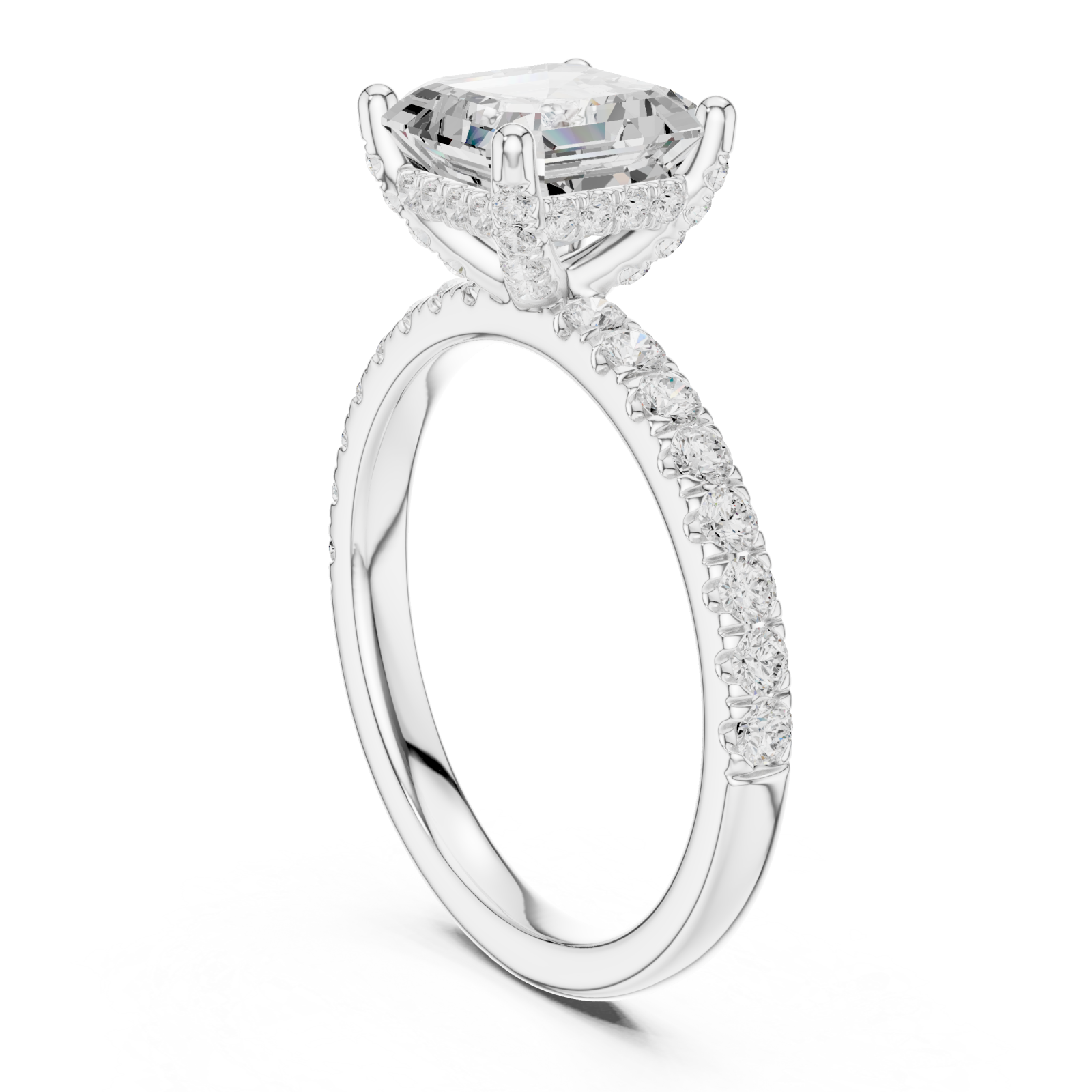 White Gold Delicate Pavé Crown Classic Band Ring Left View
