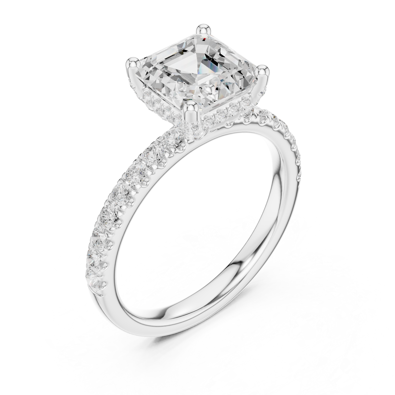  White Gold Delicate Pavé Crown Classic Band Ring Right View