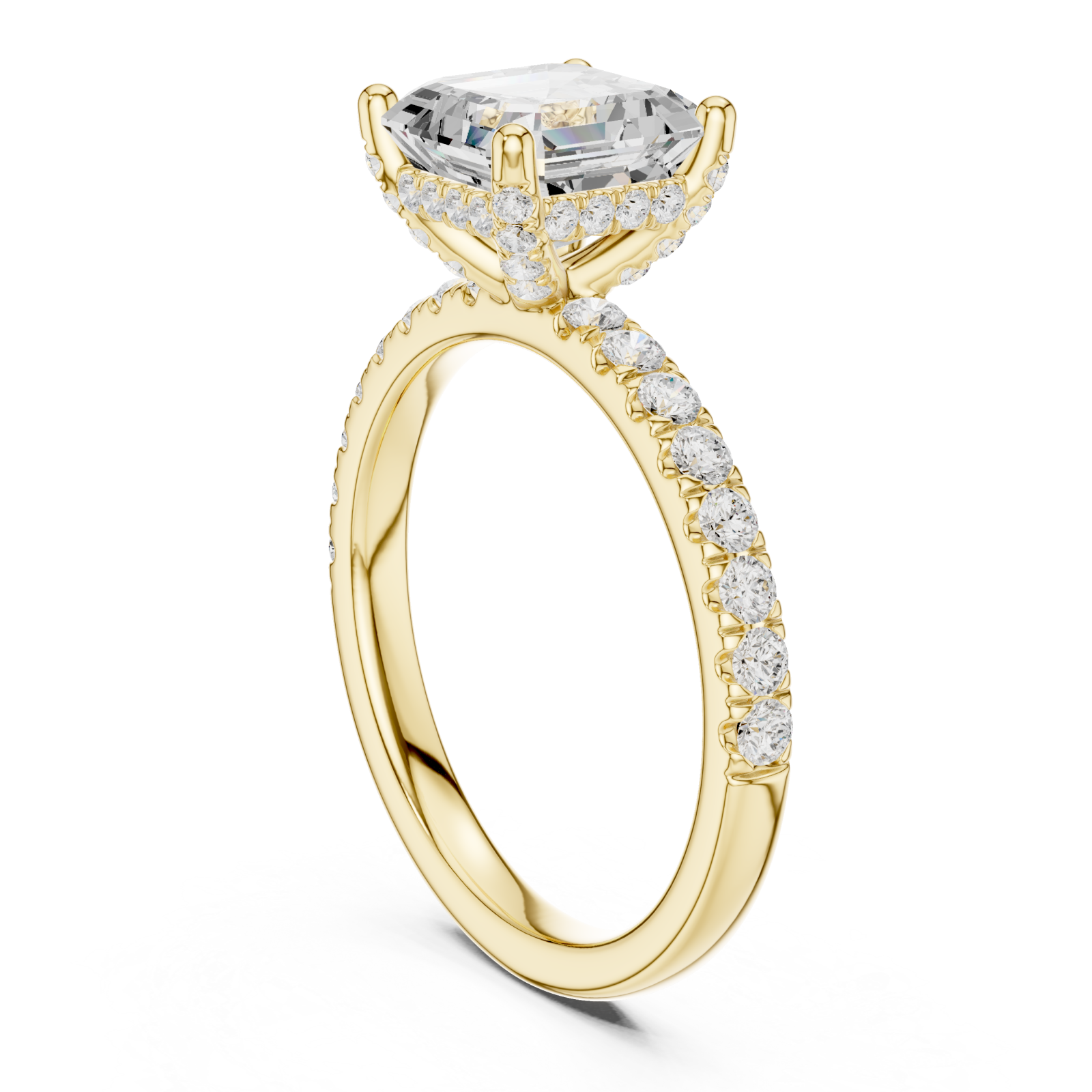  Gold Delicate Pavé Crown Classic Band Ring Left View