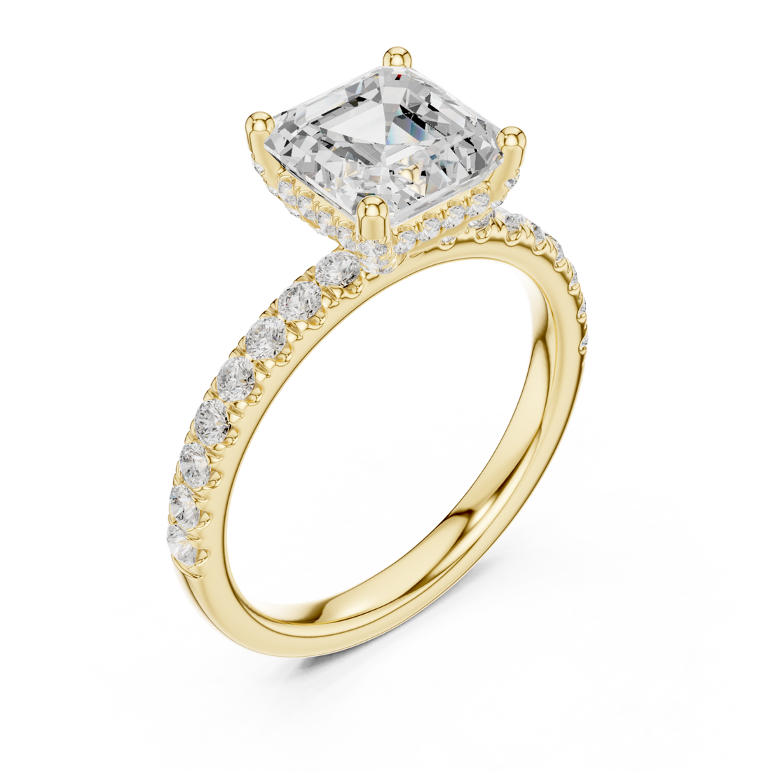 Gold Delicate Pavé Crown Classic Band Ring Right View