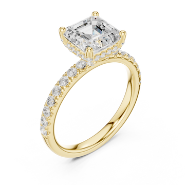Gold Delicate Pavé Crown Classic Band Ring Right View