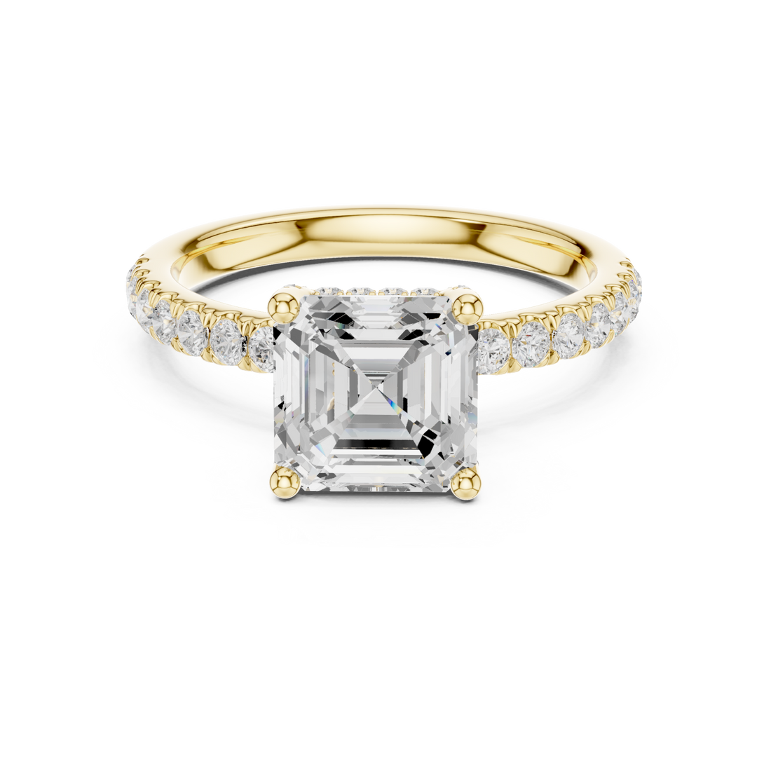 Gold Delicate Pavé Crown Classic Band Ring Right View