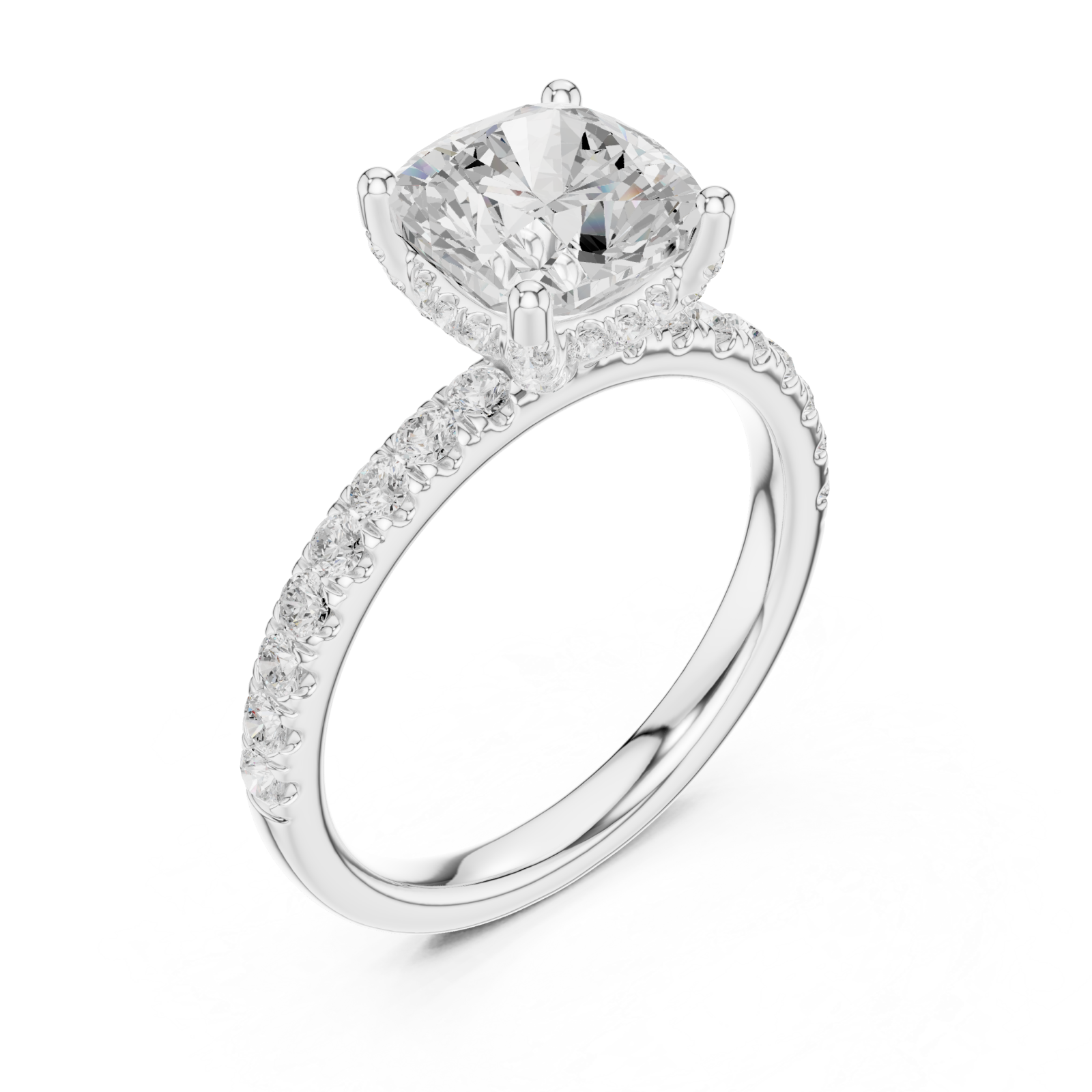  White Gold Elegance Reign Cushion Classic Ring Right View