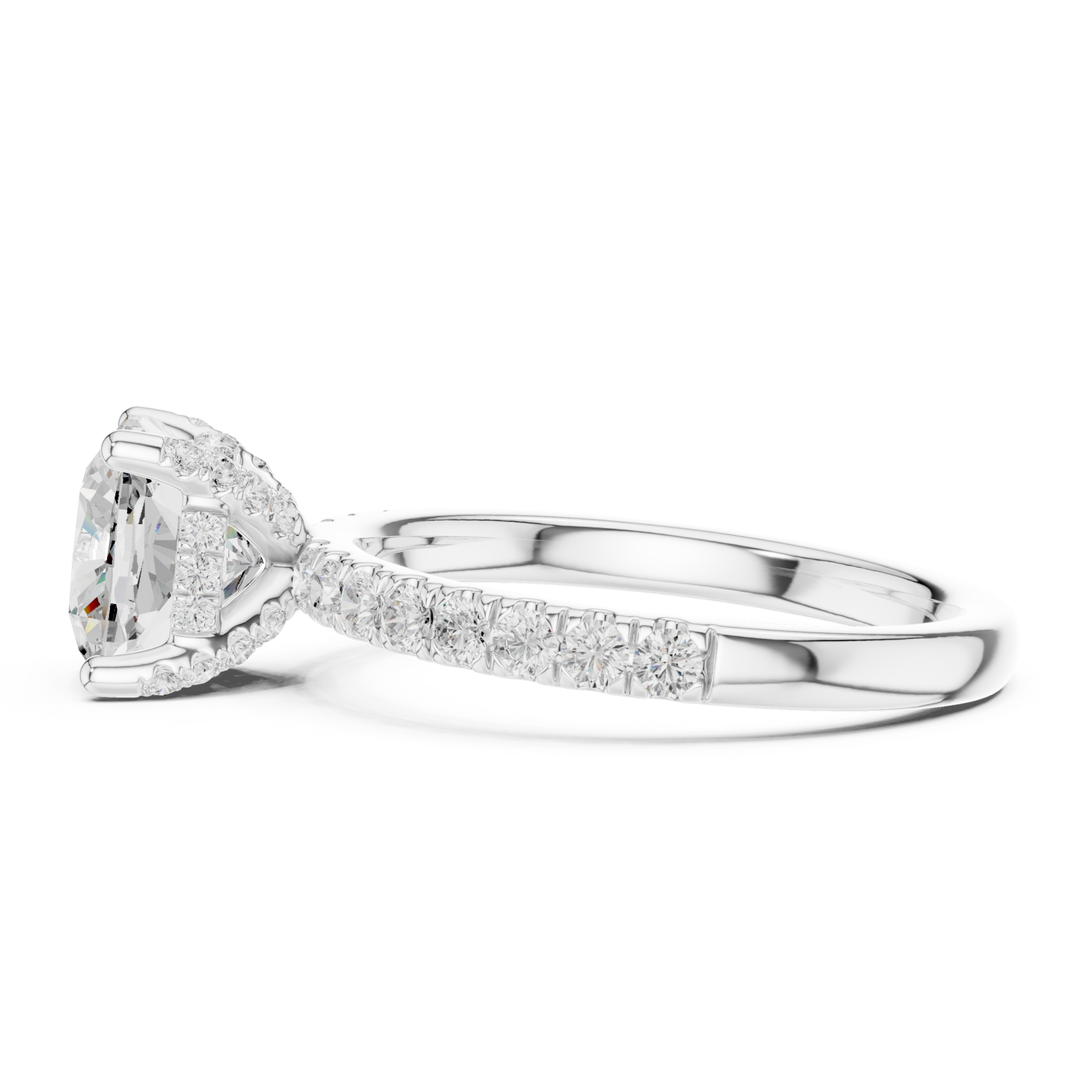  White Gold Elegance Reign Cushion Classic Ring Side View