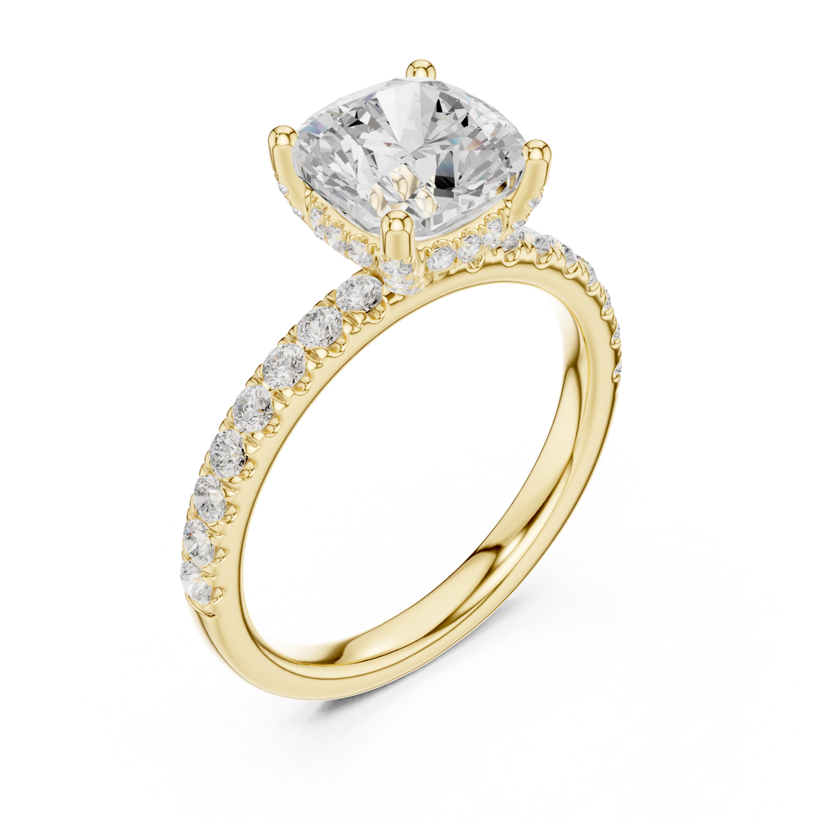 Gold Elegance Reign Cushion Classic Ring Right View