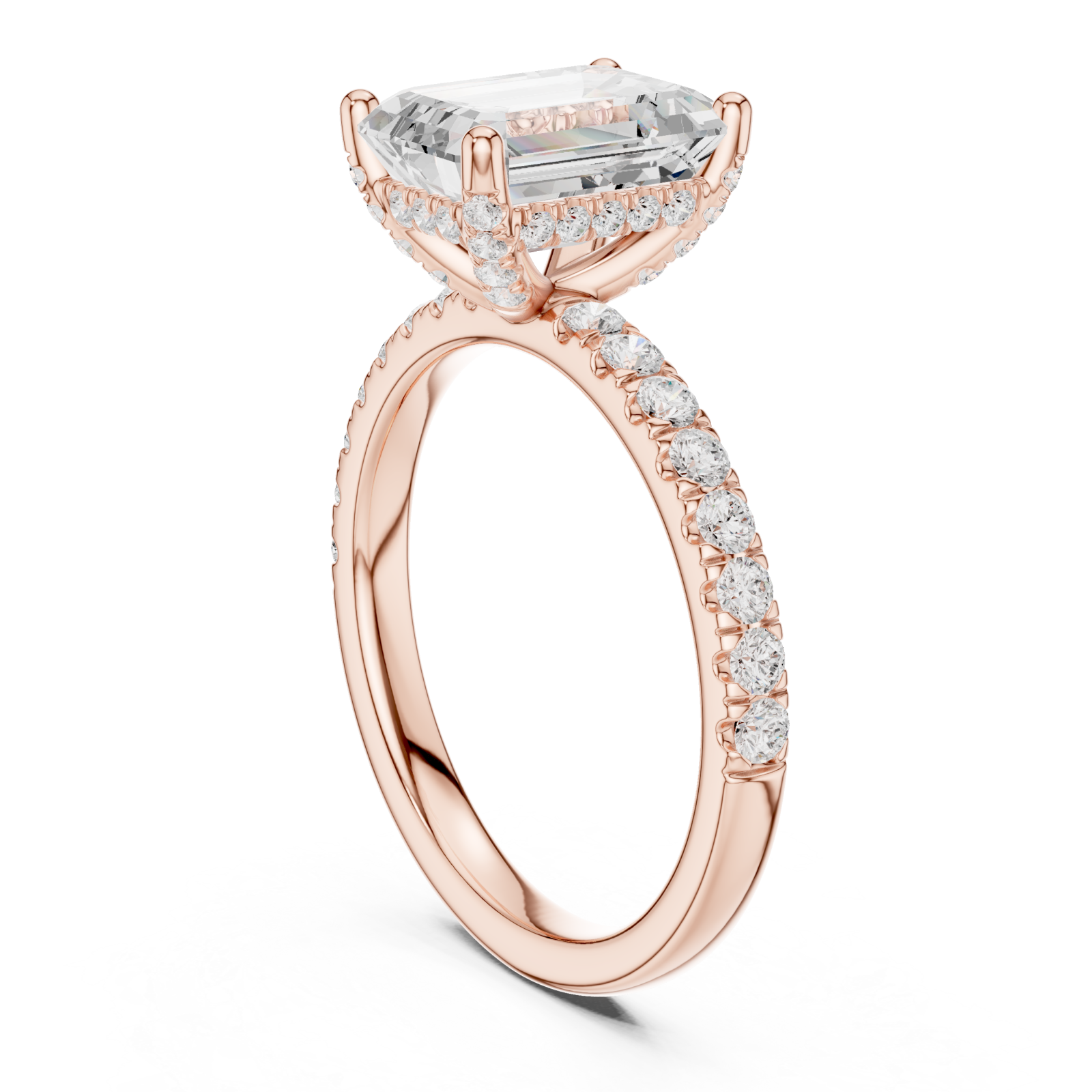  Rose Gold Pure Grace Emerald Solitaire Ring Left View