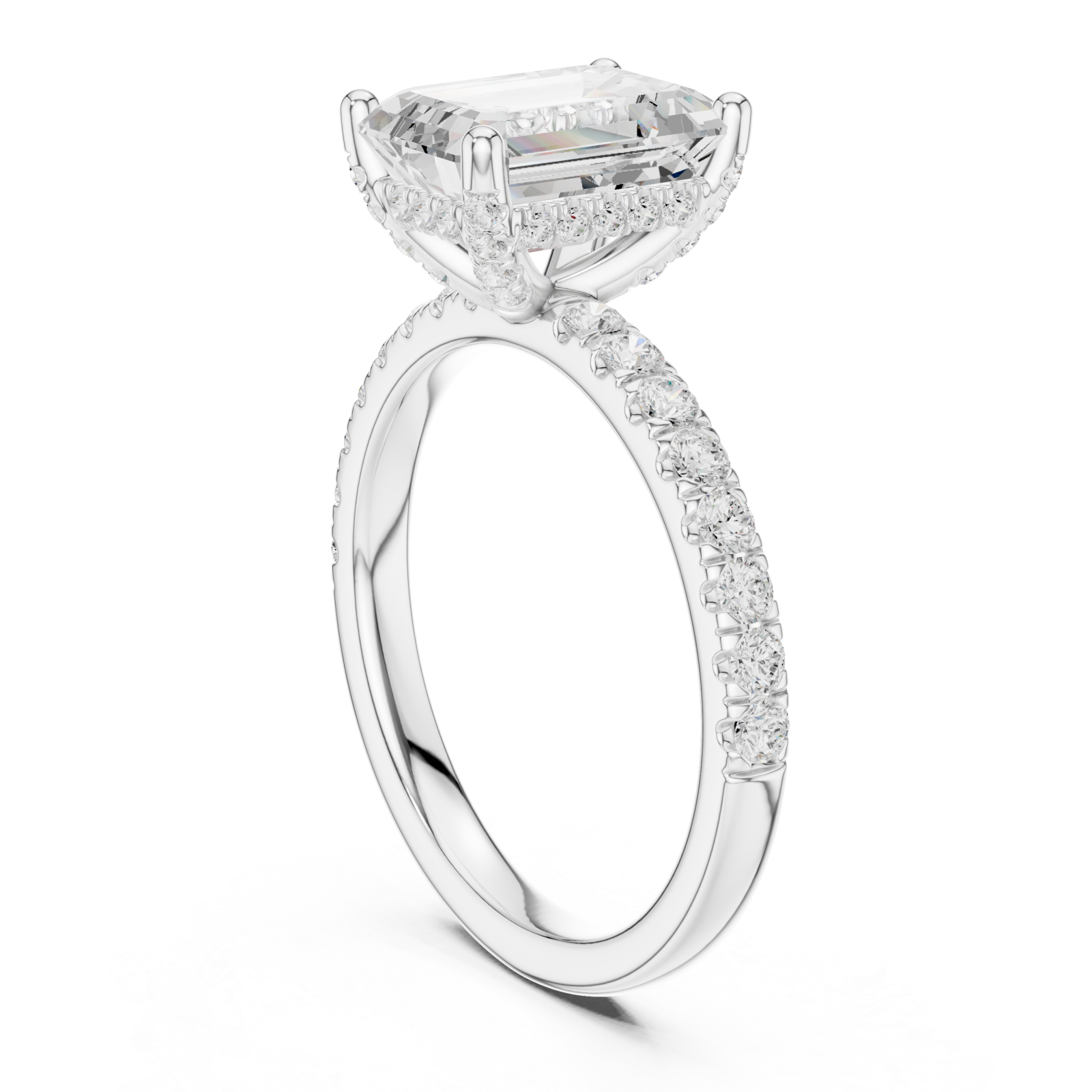  White Gold Pure Grace Emerald Solitaire Ring Left View