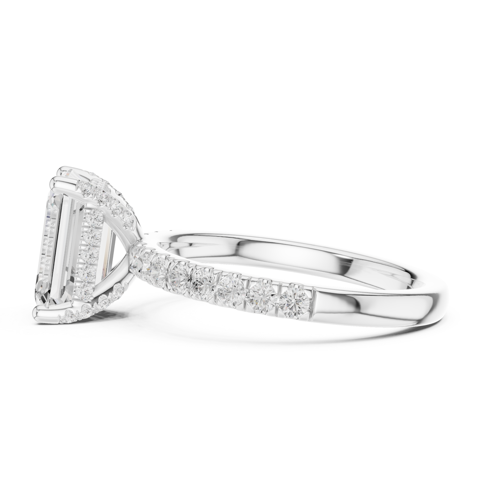  White Gold Pure Grace Emerald Solitaire Ring Side View