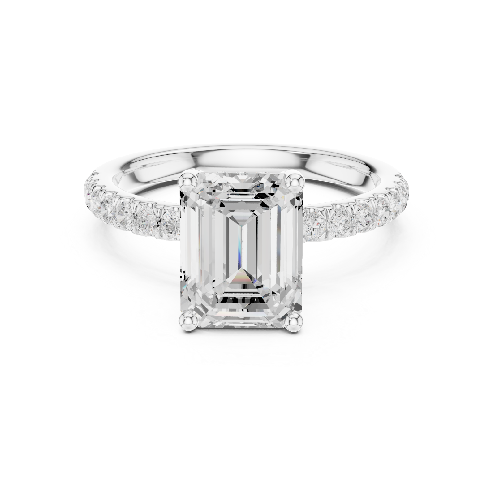  White Gold Pure Grace Emerald Solitaire Ring Front View