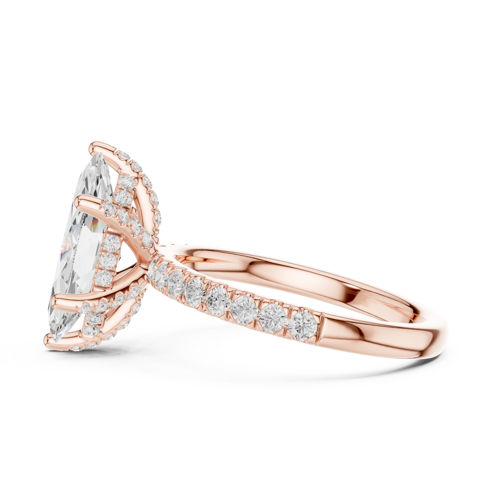 Rose Gold Eve's Grace Marquise Ring Side View