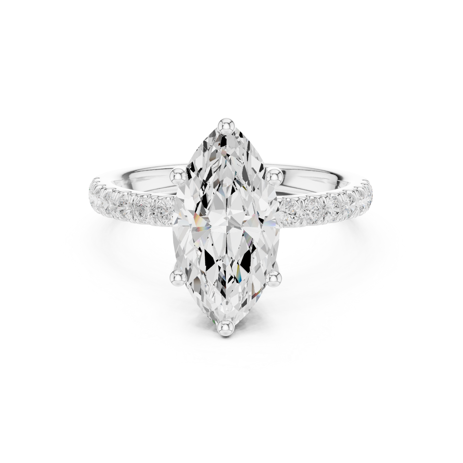  White Gold Eve's Grace Marquise Ring Front View