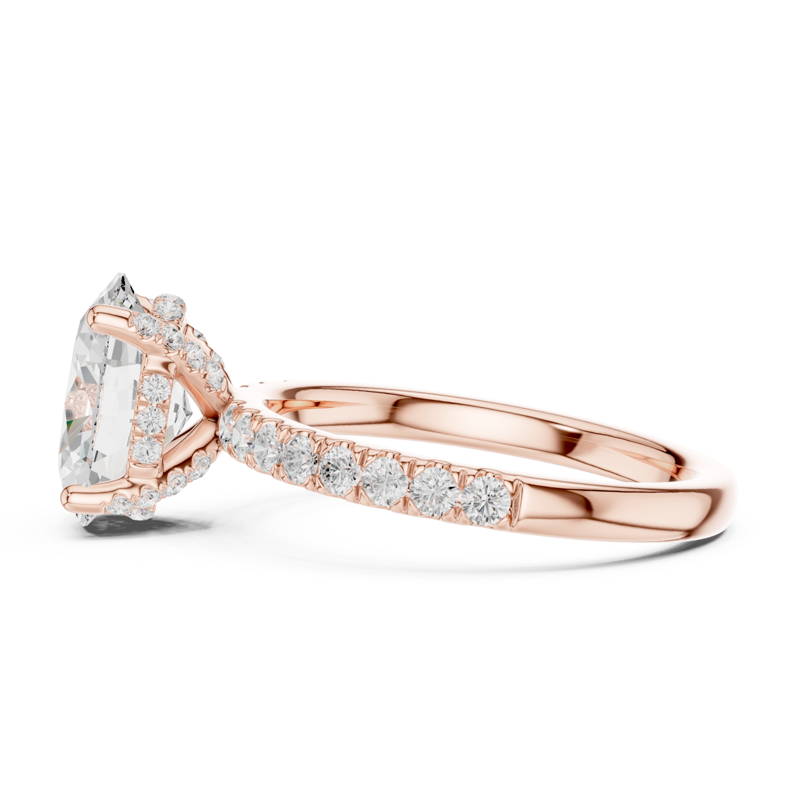  Rose Gold Glorious Oval Radiance Ring Side View