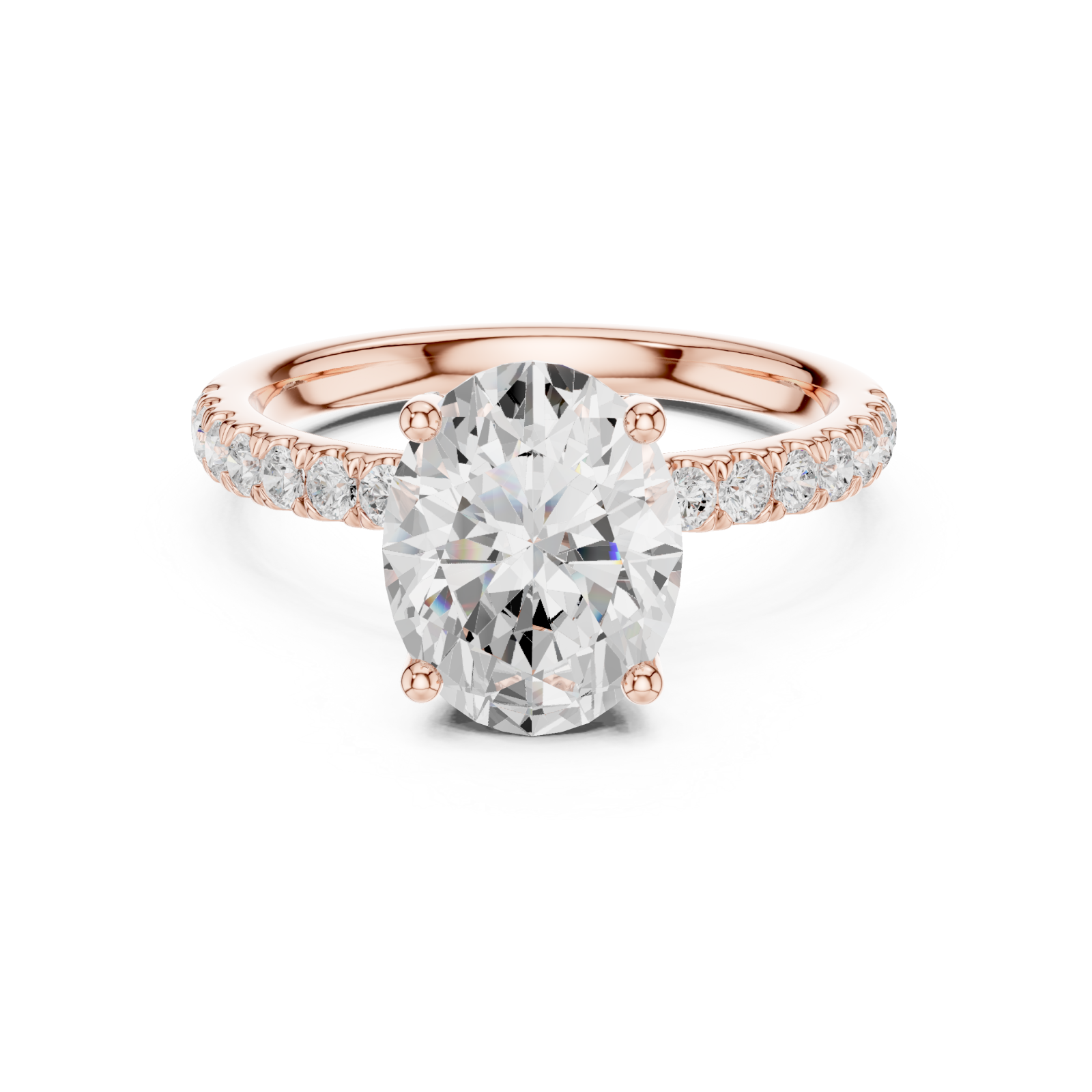  Rose Gold Glorious Oval Radiance Ring Front View