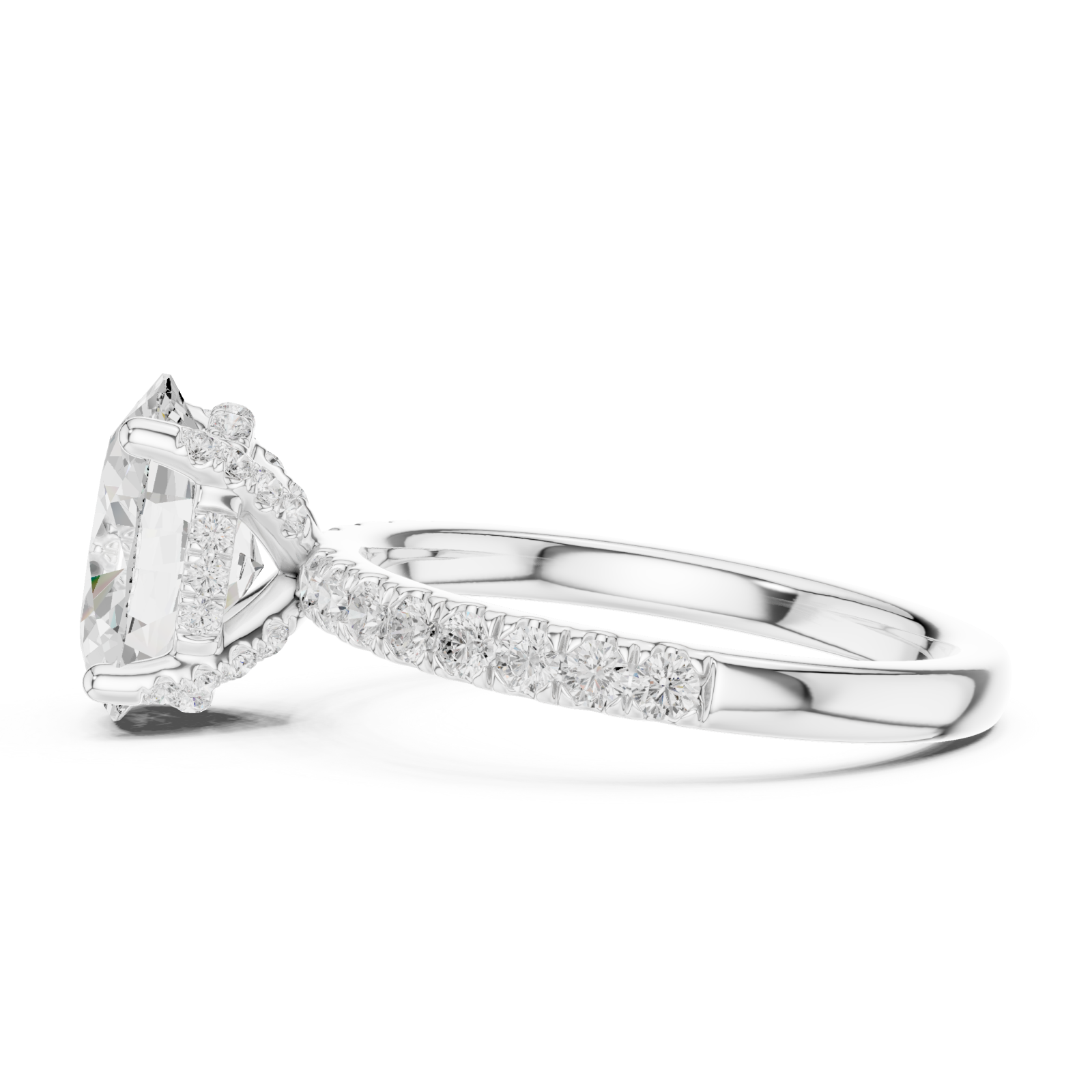 White Gold Glorious Oval Radiance Ring Side View