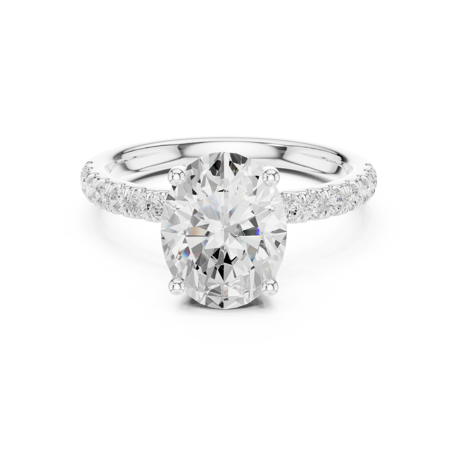  White Gold Glorious Oval Radiance Ring Front View
