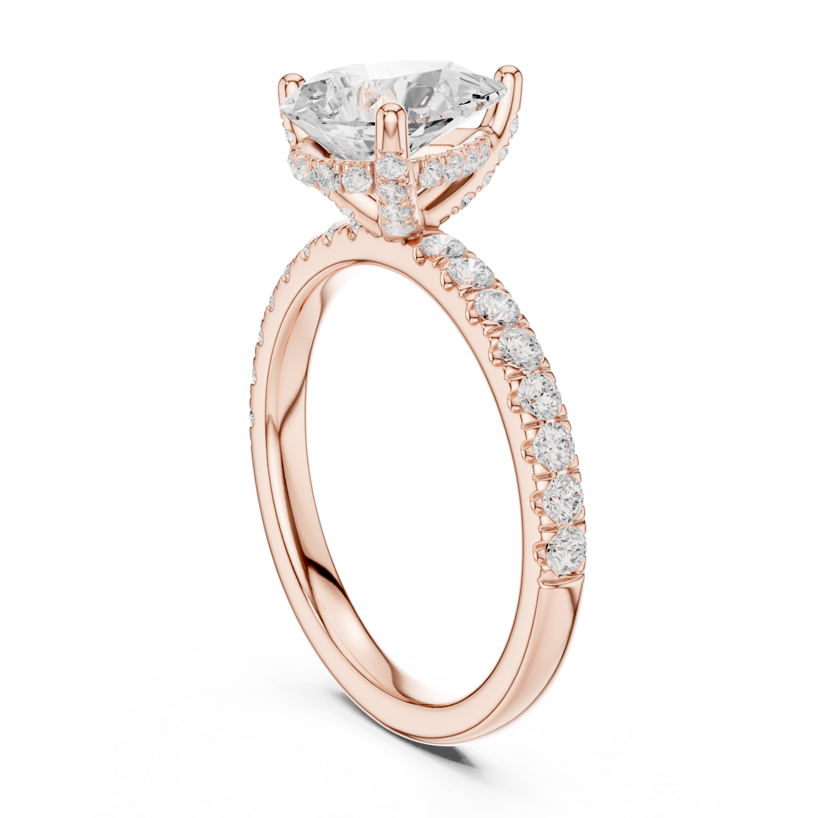  Rose Gold Pear Harmony Promise Ring Left View