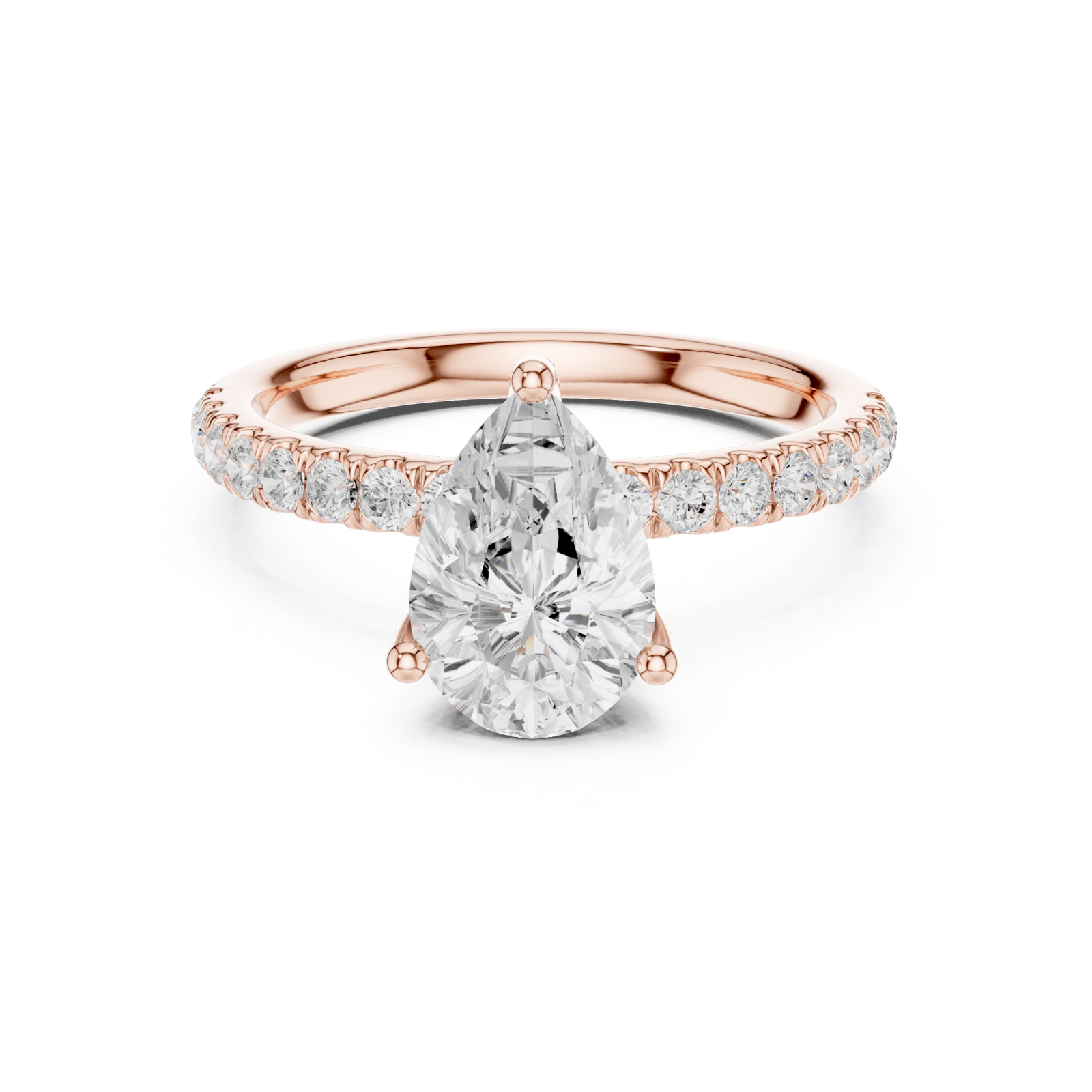  Rose Gold Pear Harmony Promise Ring Front View