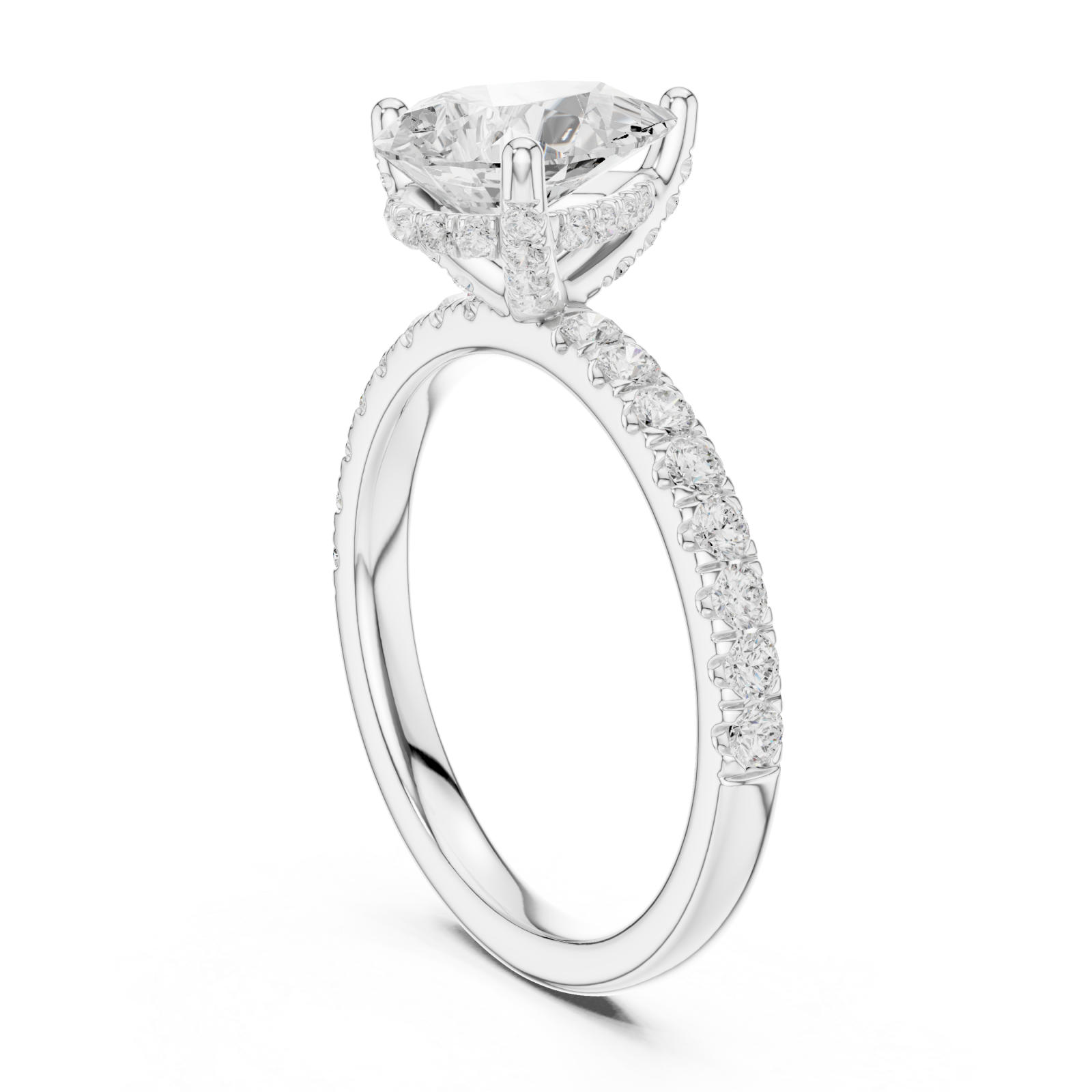  White Gold Pear Harmony Promise Ring Left View