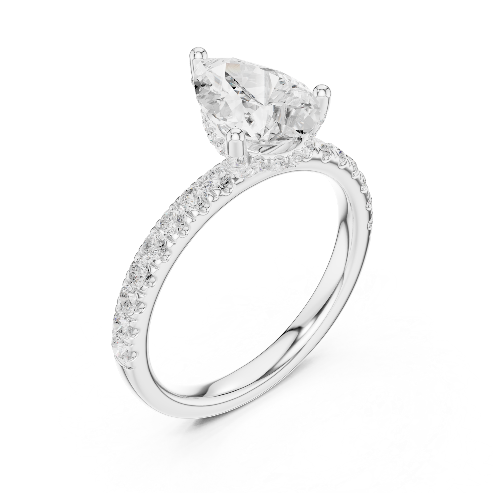  White Gold Pear Harmony Promise Ring Right View