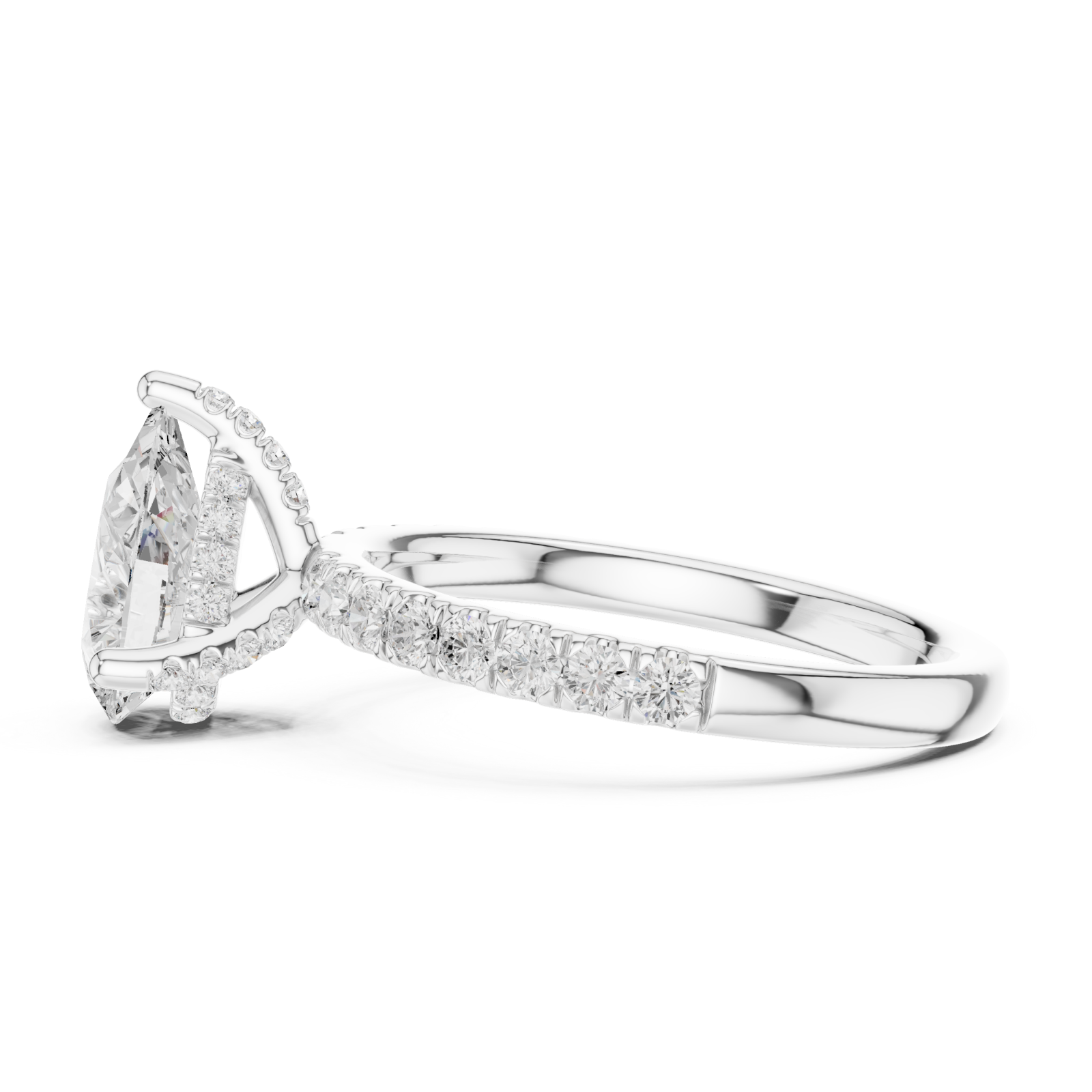  White Gold Pear Harmony Promise Ring Side View