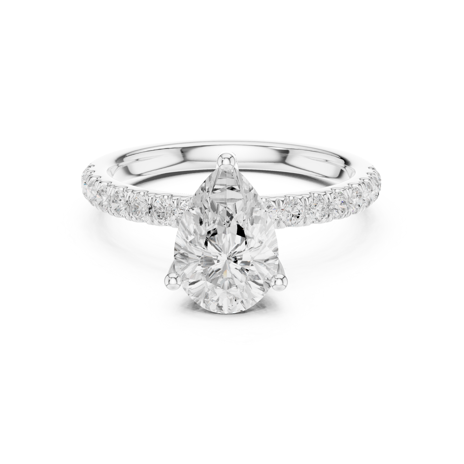  White Gold Pear Harmony Promise Ring Front View
