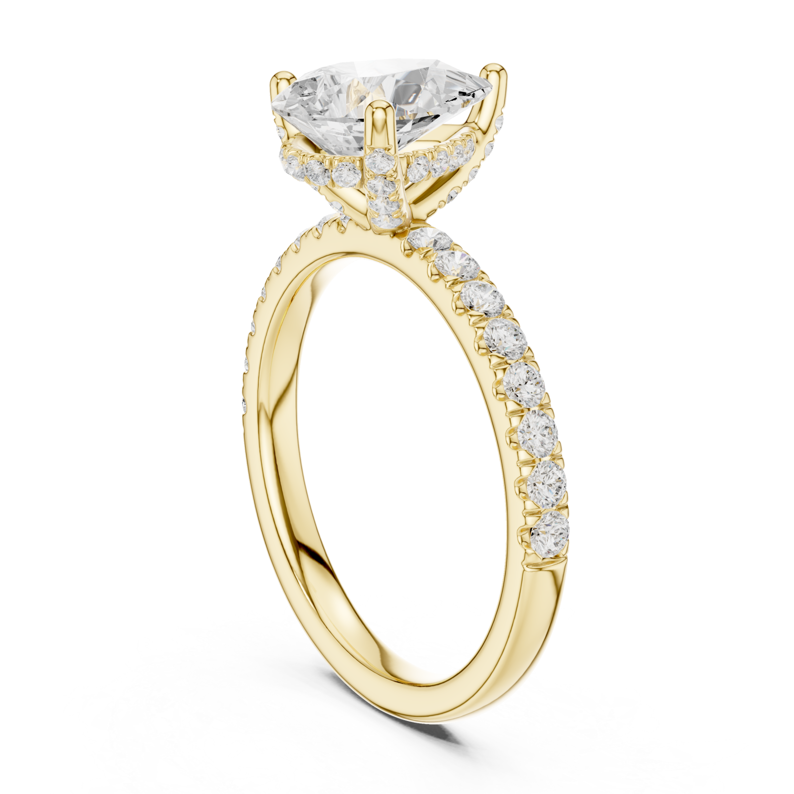  Gold Pear Harmony Promise Ring Left View