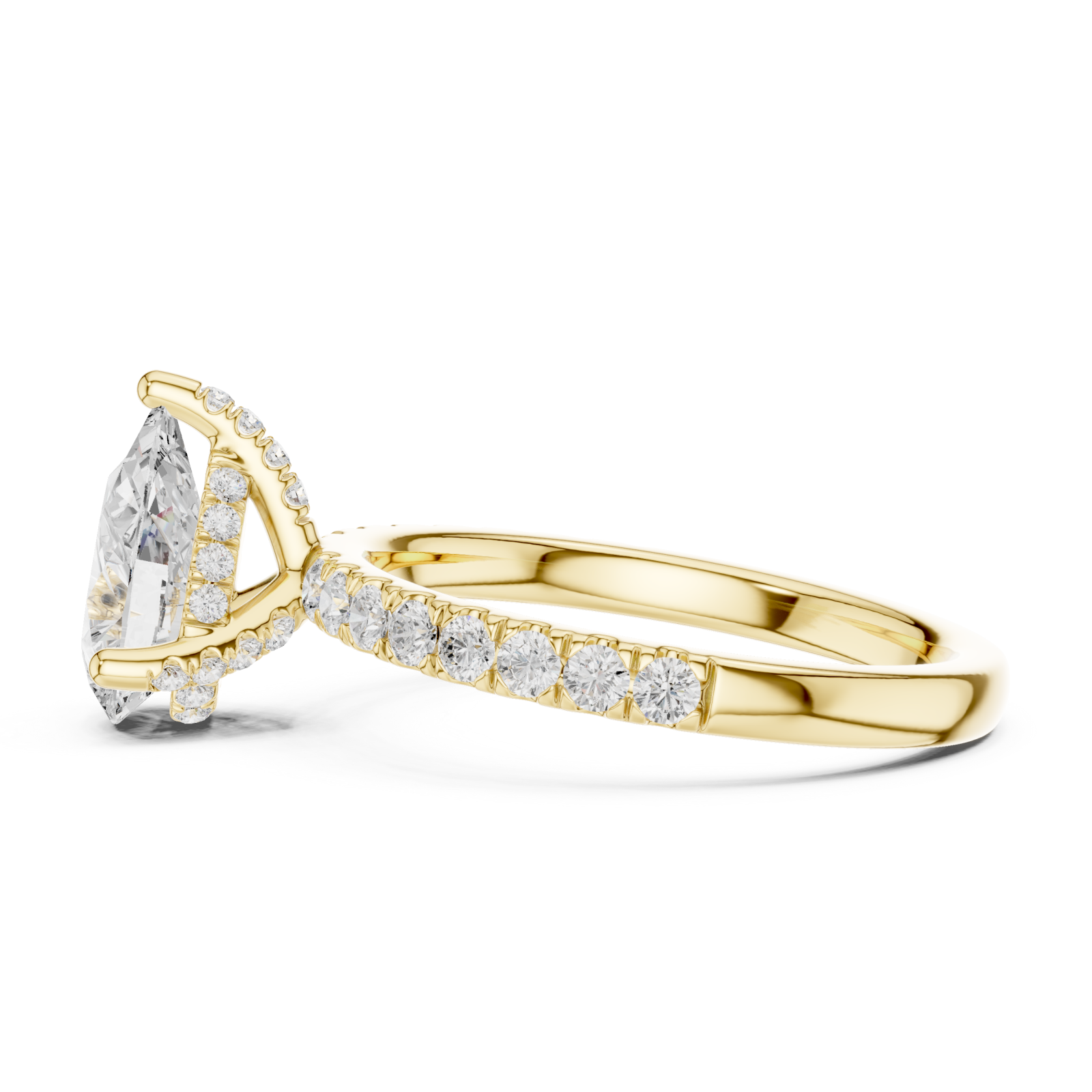  Gold Pear Harmony Promise Ring Side View