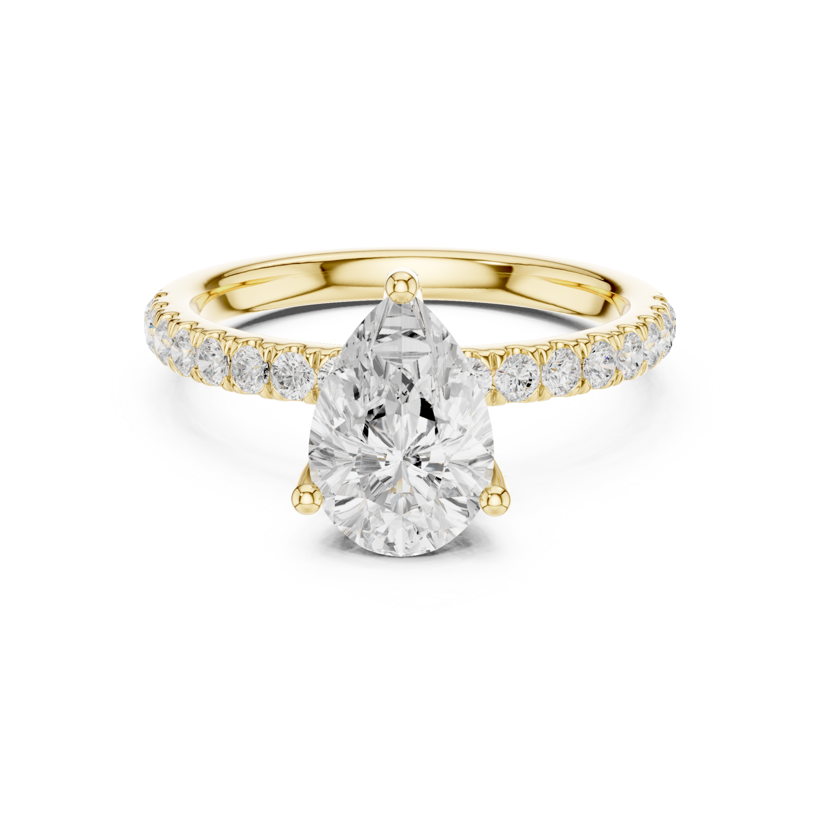  Gold Pear Harmony Promise Ring Front View