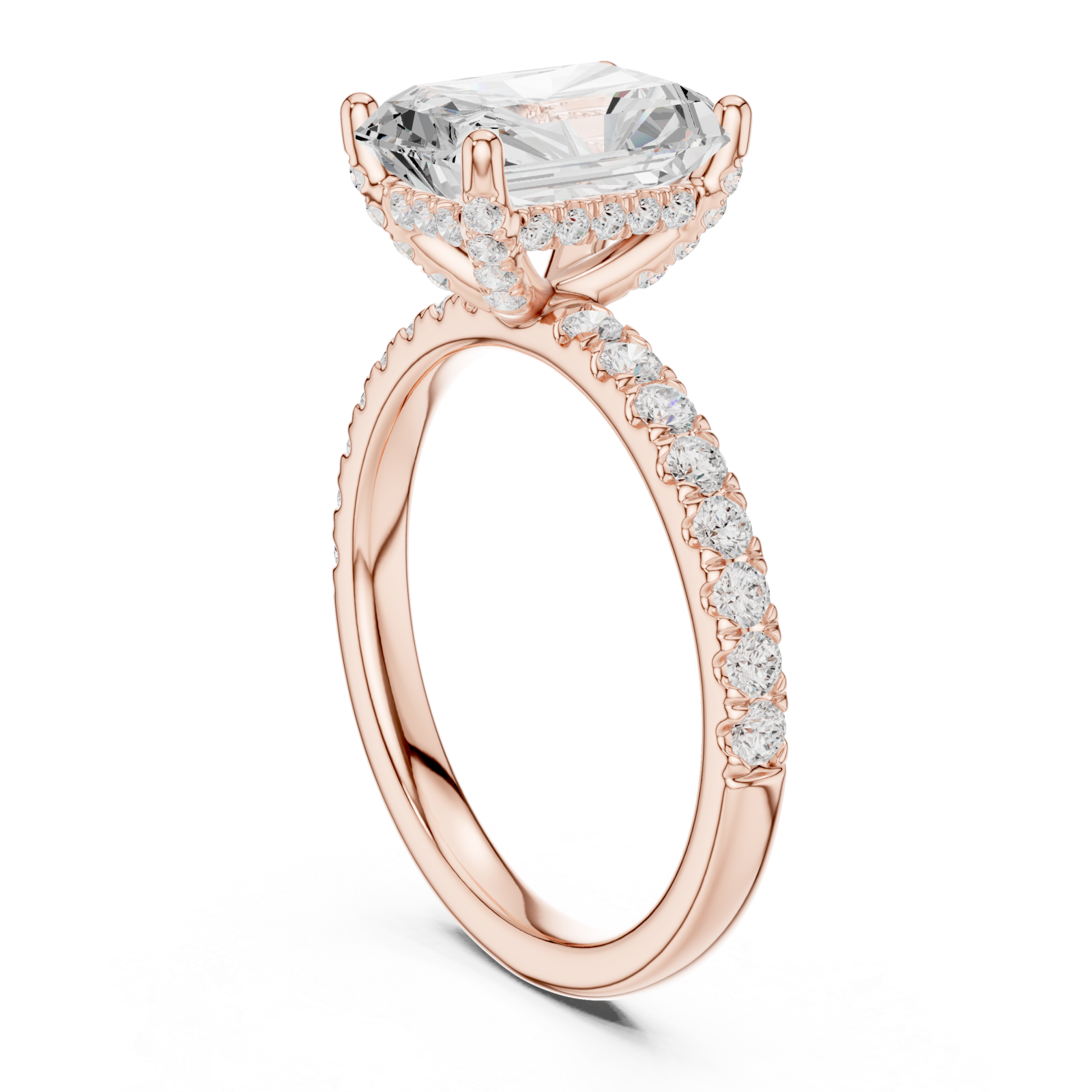  Rose Gold Radiant Regal Solitaire Engagement Ring Left View