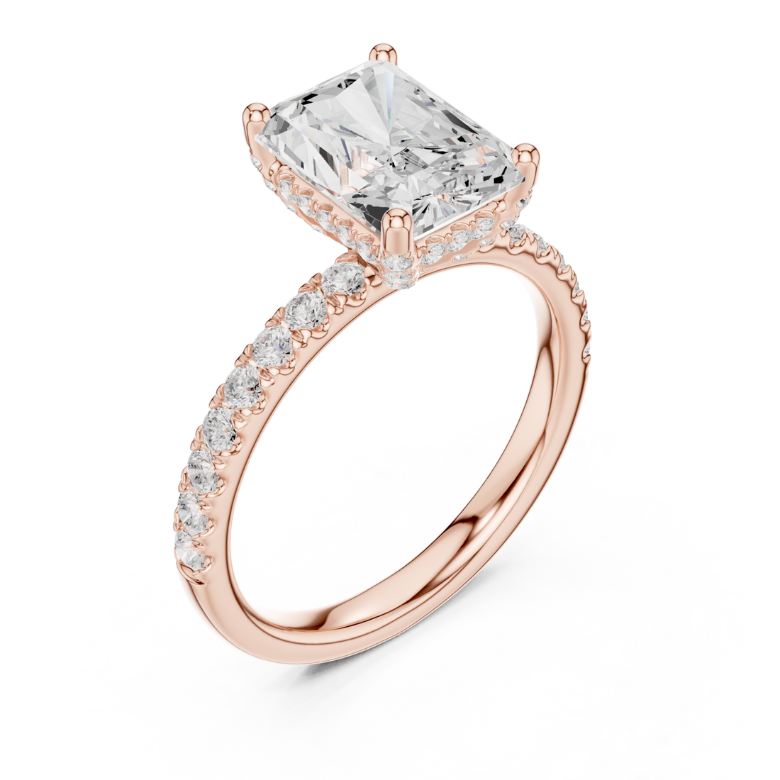  Rose Gold Radiant Regal Solitaire Engagement Ring Right View
