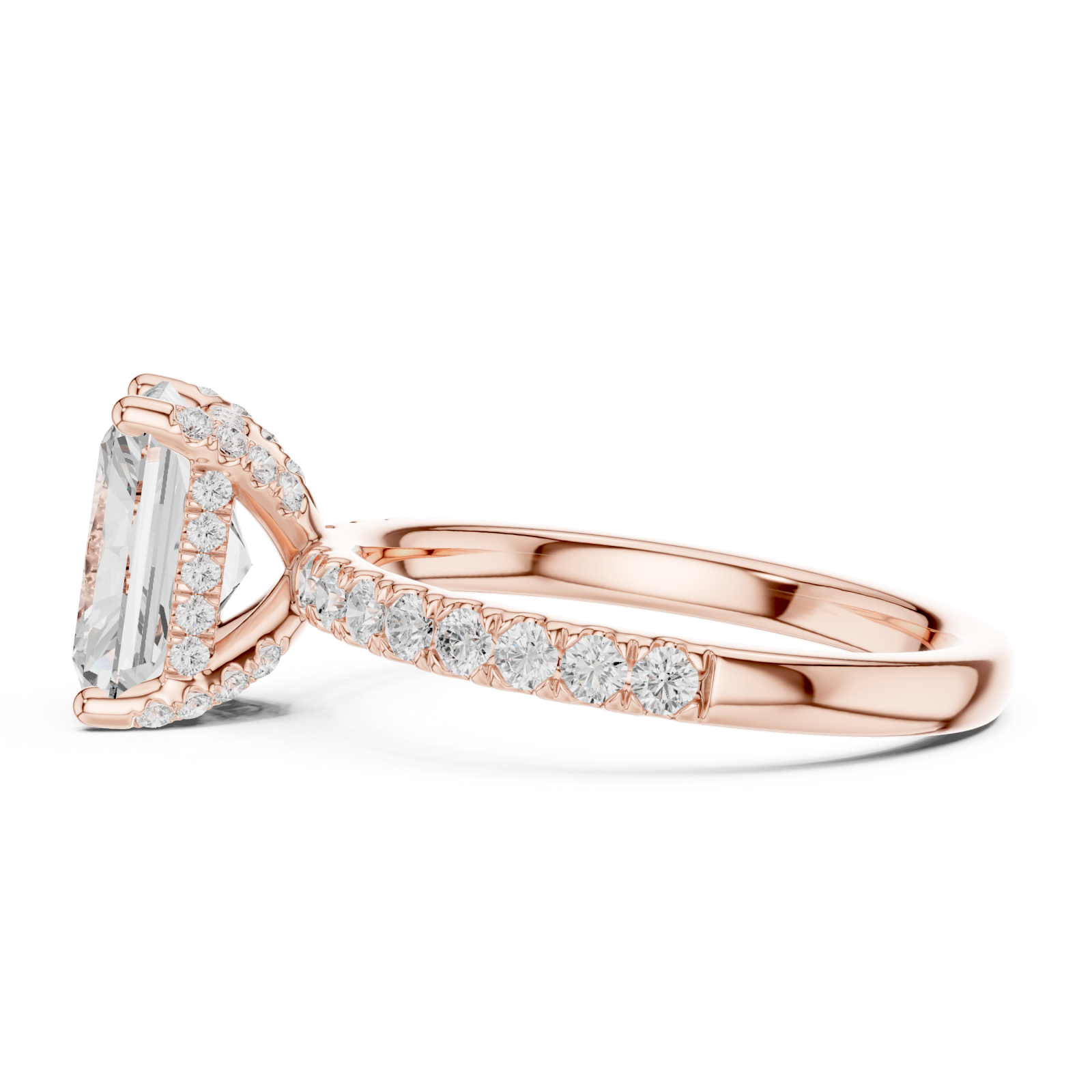  Rose Gold Radiant Regal Solitaire Engagement Ring Side View
